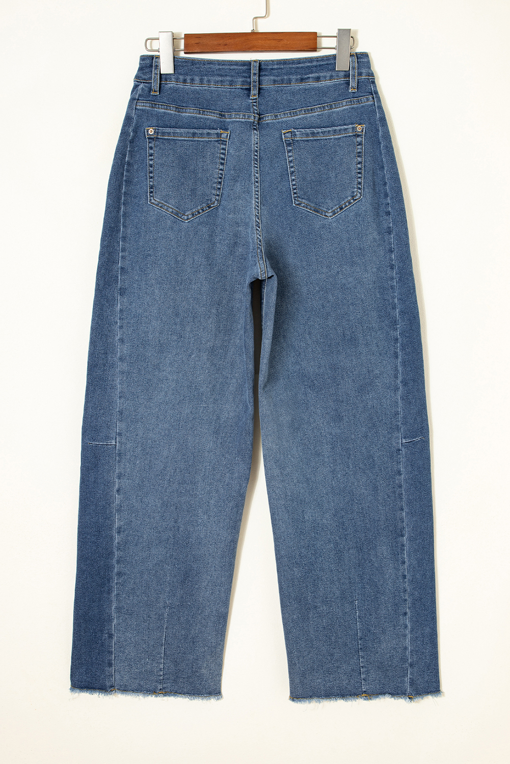 Ashleigh Blue Stitched Raw Hem Wide Leg Loose Jeans - loveforevers