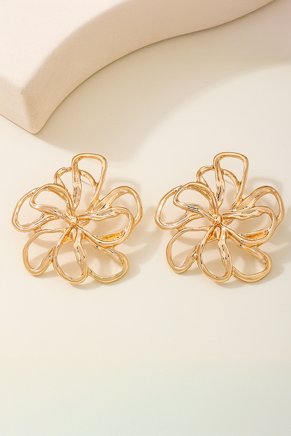 Gold Flower Shape Plated Alloy Fashion Earrings - loveforevers
