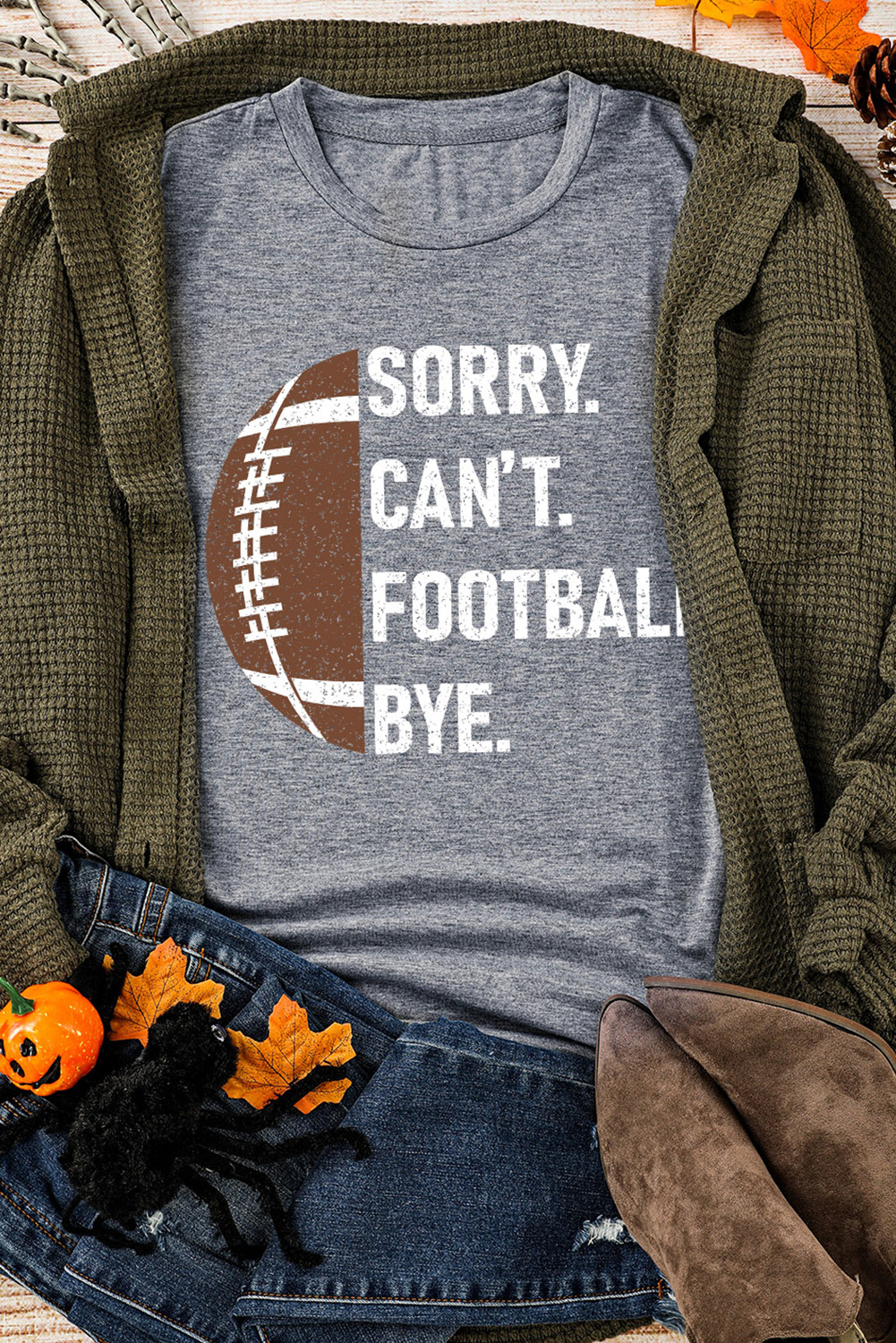 Gray American Rugby Football Graphic Casual T Shirt - loveforevers