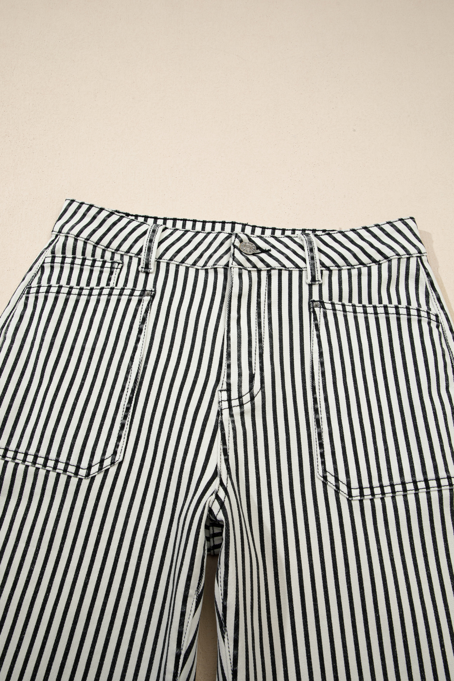 Black Stripe Patch Pocket High Waist Shift Denim Jeans - loveforevers