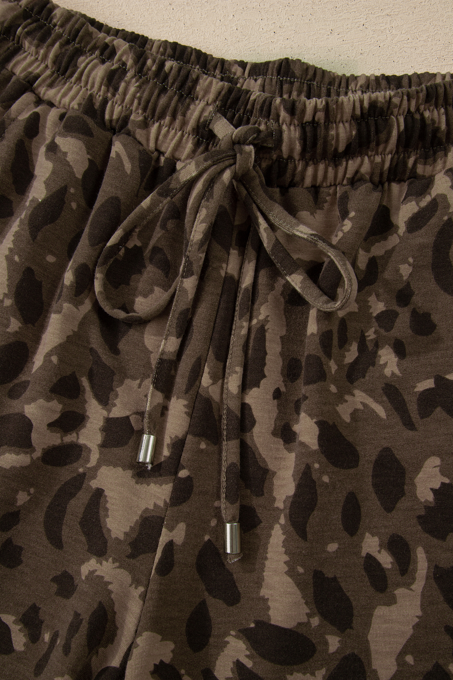 Brown Leopard Loose Tee Drawstring Waist Barrel Pants Set - loveforevers