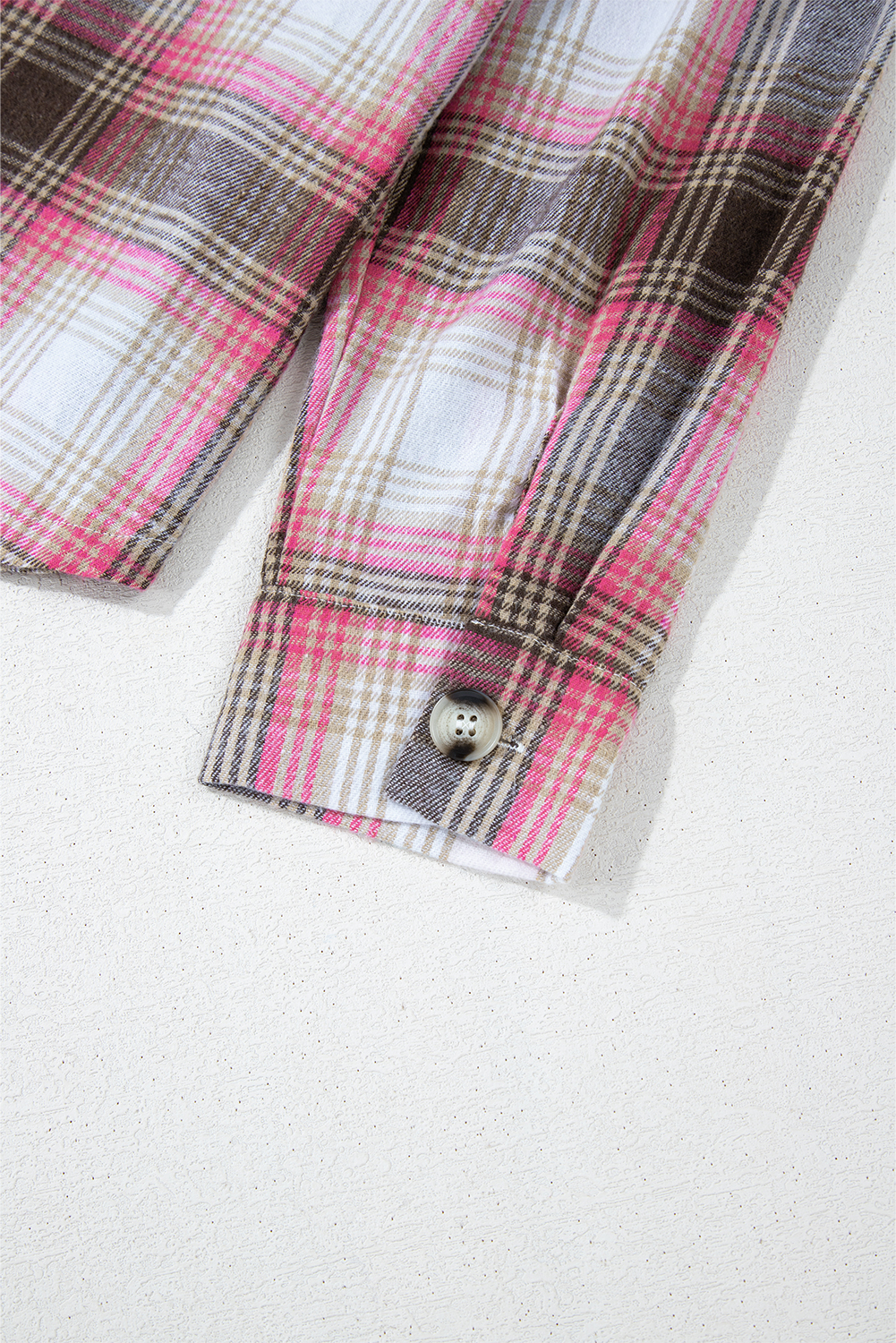 Pink Plaid Flap Pocket Button Up Shacket - loveforevers