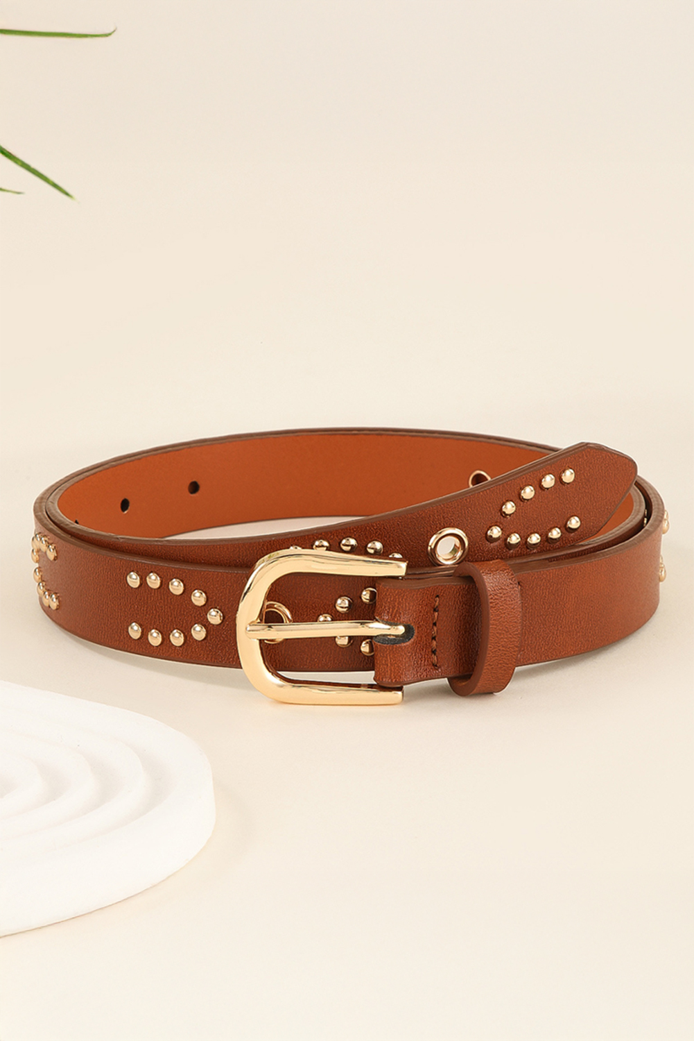 Cinnamon Studded PU Leather Waist Belt - loveforevers