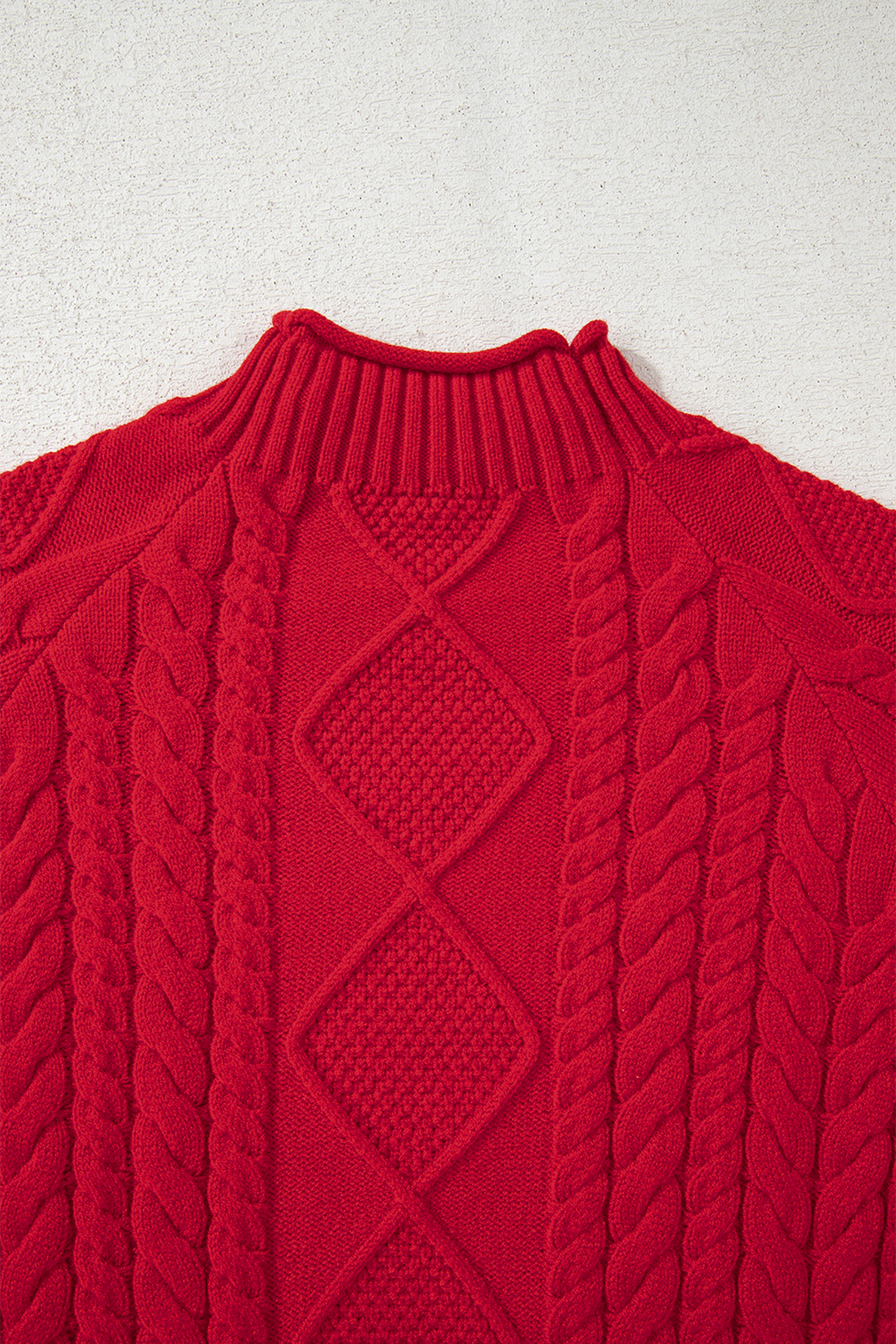 Fiery Red Cable Knit Baggy Sweater - loveforevers