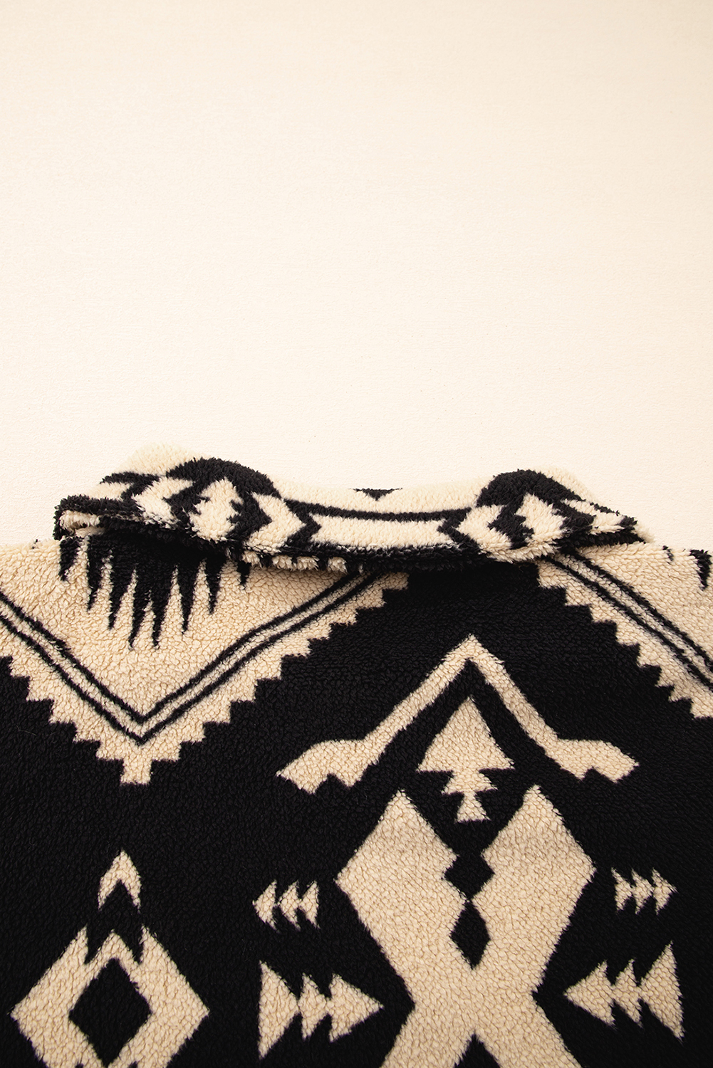 Black Western Aztec Half Placket Plush Sweatshirt - loveforevers