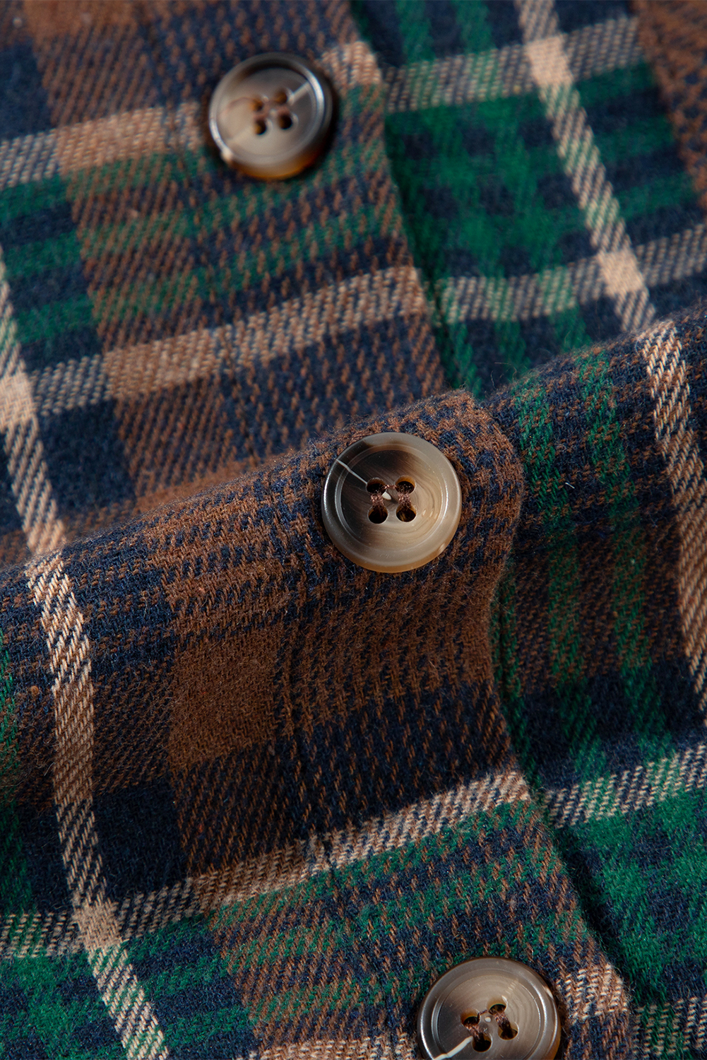 Brown Plaid Print Chest Pockets Buttoned Shirt Jacket - loveforevers