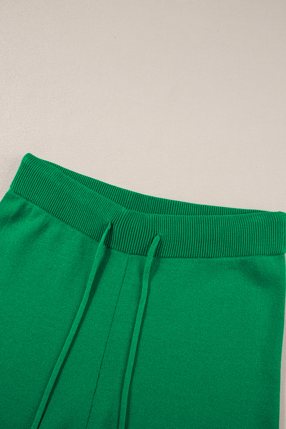 Blackish Green Contrast Trim Half Sleeve Top Drawstring Pants Loose 2pcs Sweater Suit - loveforevers