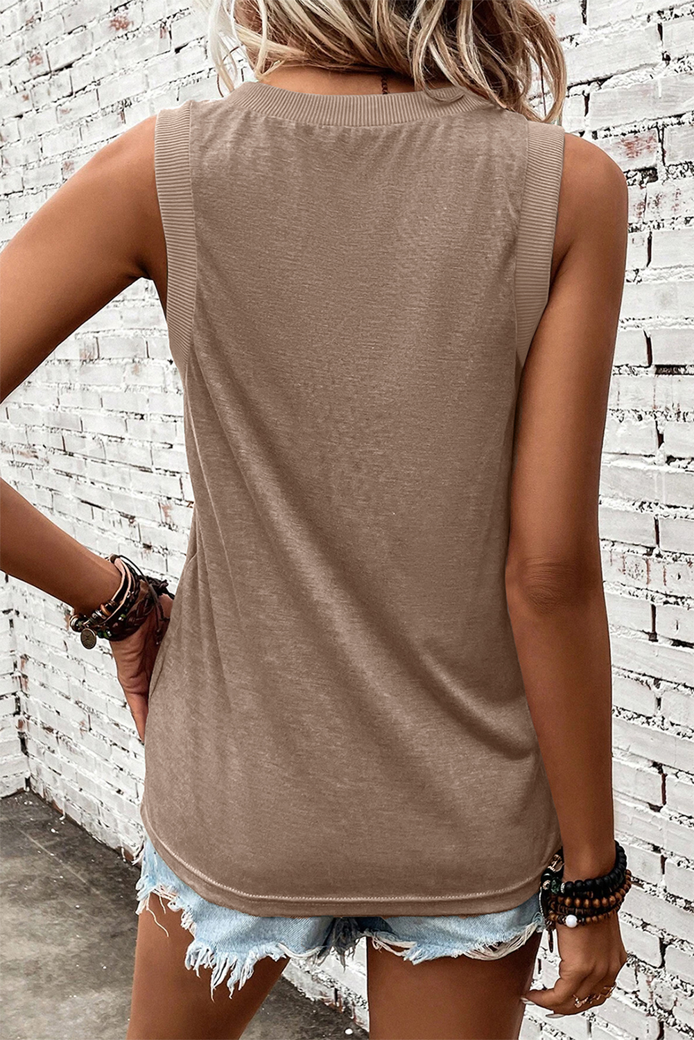 Black Ribbed V Neck Tank - loveforevers