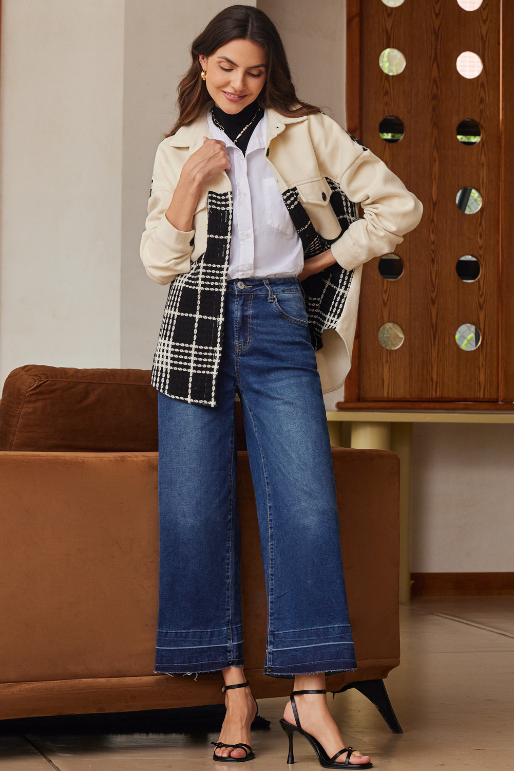 Gray Raw Hem Straight Leg Loose High Waist Jeans - loveforevers