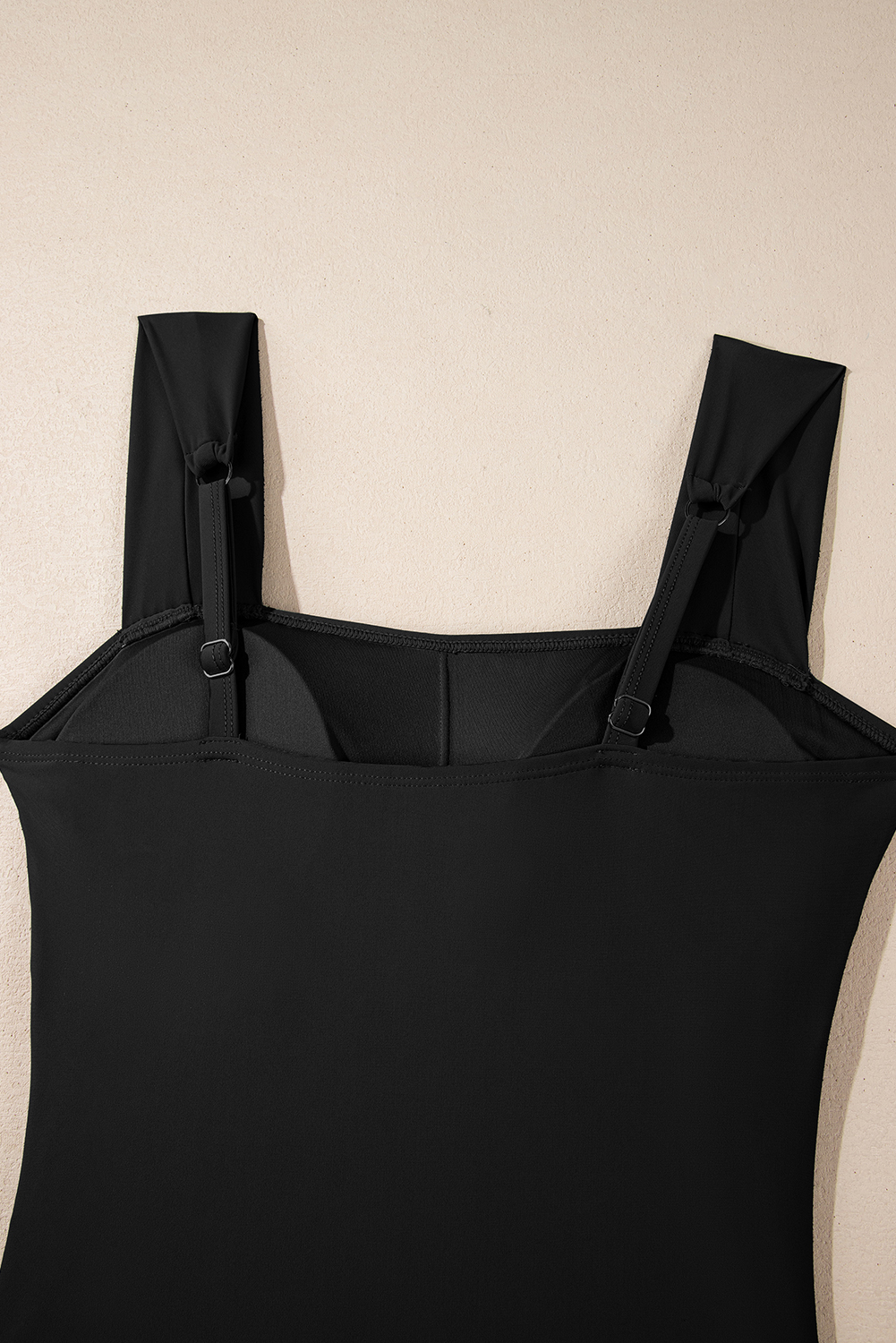 Black Square Neck Ruched Tommy Control One Piece Swimsuit - loveforevers