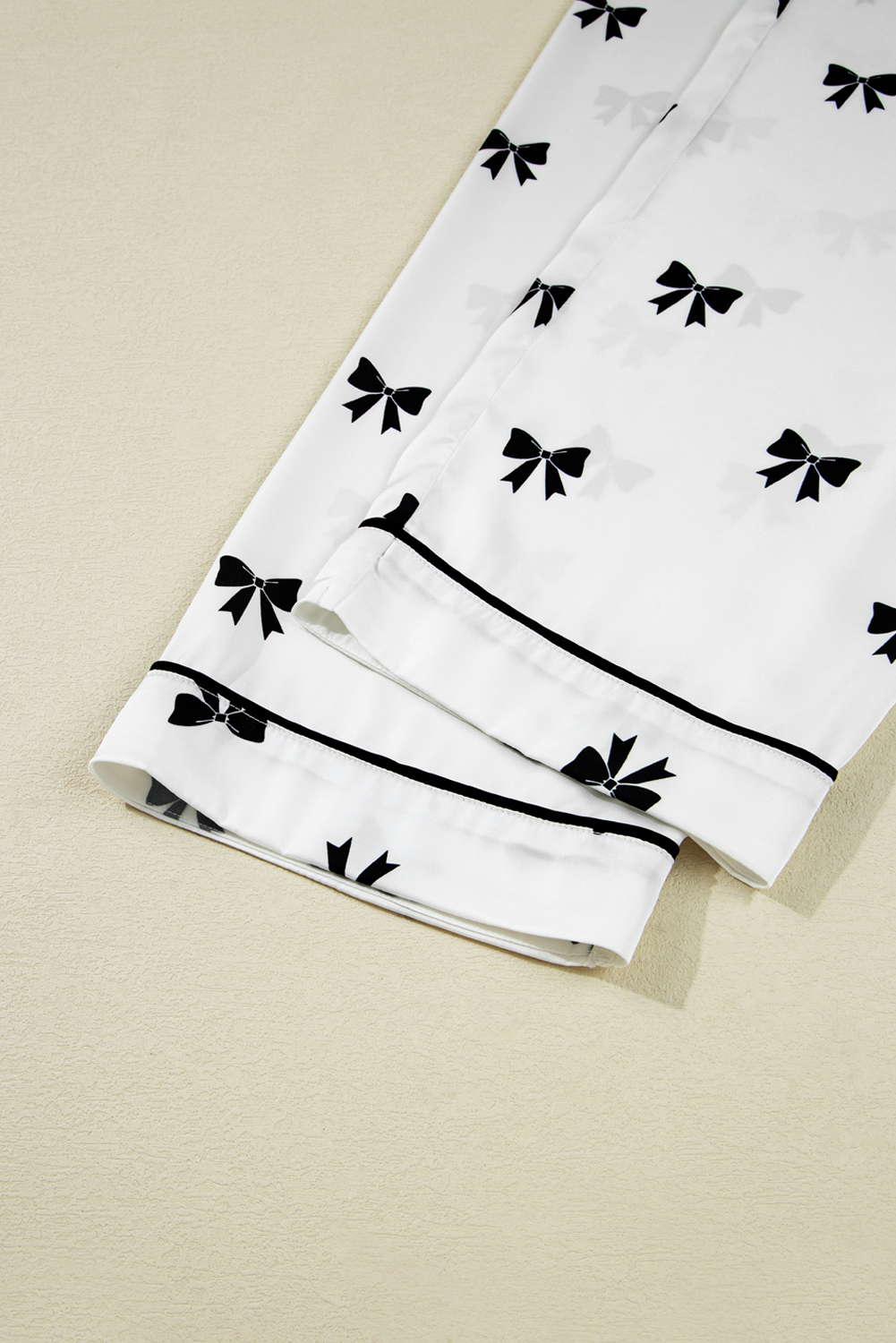 White Bows Print Two Piece Sleepwear - loveforevers