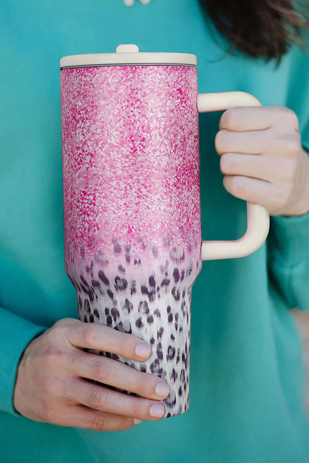 Pink Leopard Gradient 40oz Stainless Steel Thermos Travel Cup - loveforevers