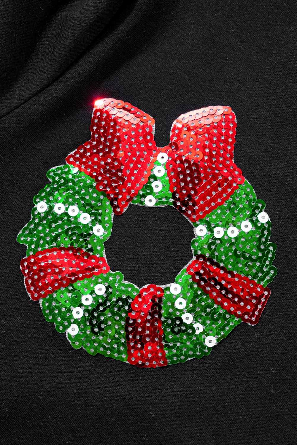 Black Sequin Christmas Essentials Graphic Crewneck T Shirt - loveforevers