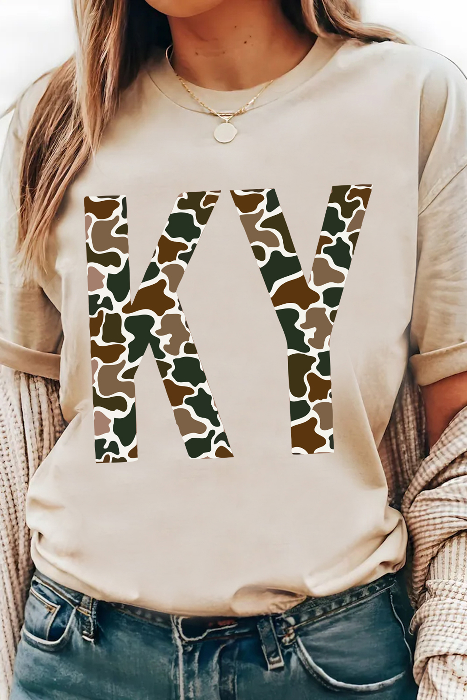 Green Camouflage KENTUCKY Crew Neck Summer Top - loveforevers