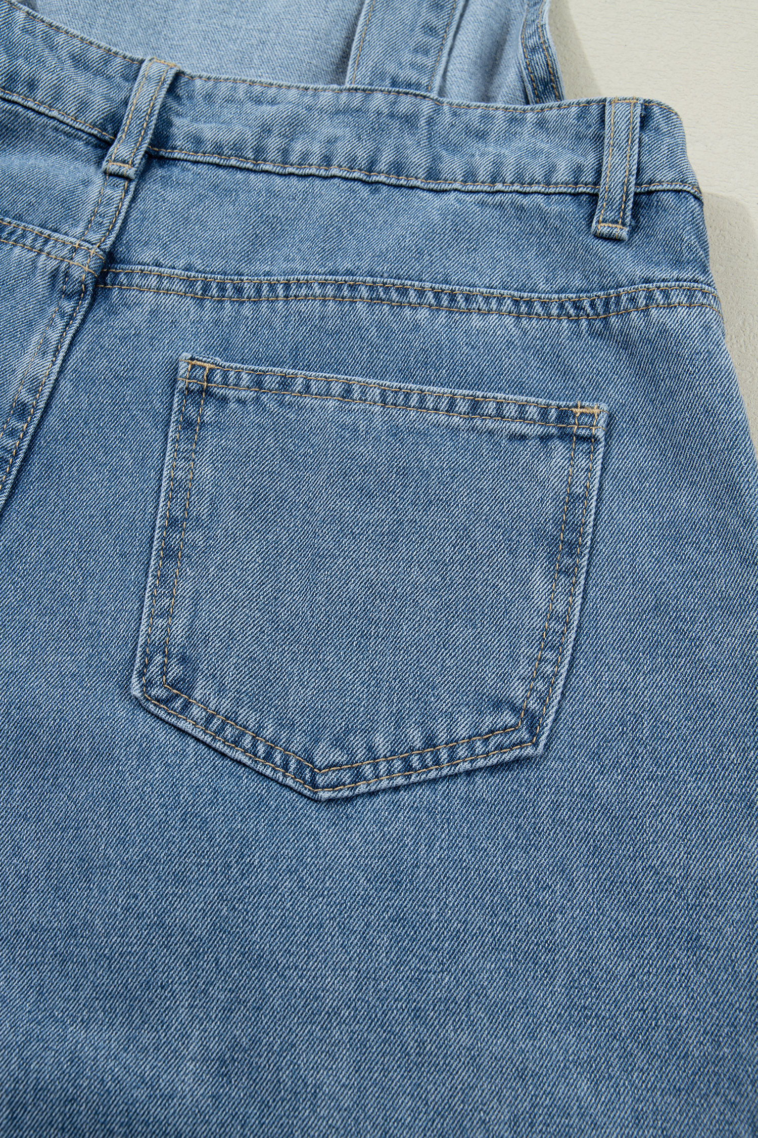 Dusk Blue Pleated Wide Leg Retro Pocketed Denim Jumpsuit - loveforevers