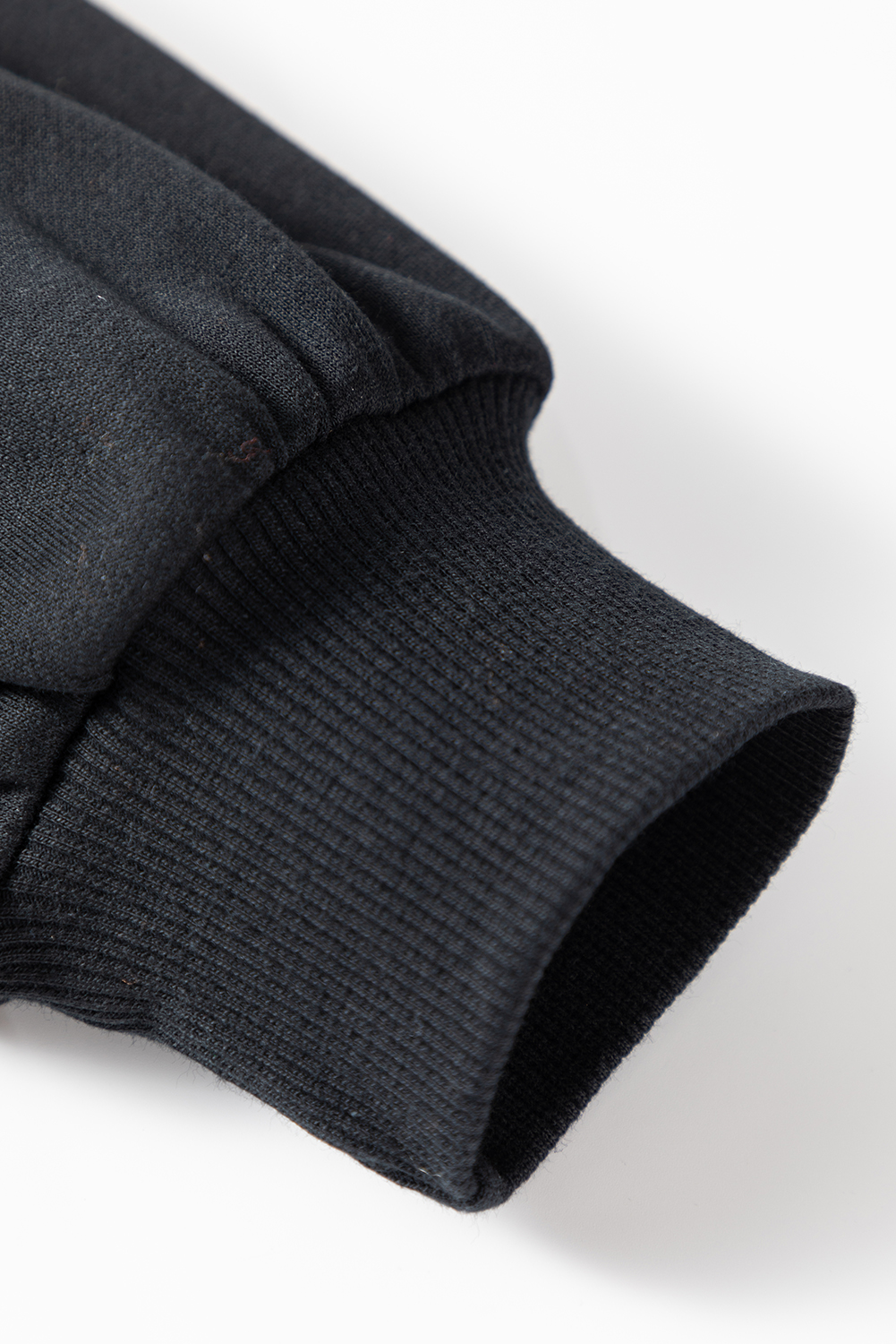 Black Rhinestone Embellished Drop Shoulder Ribbed Cuffs Wholesale Sweatshirt - loveforevers