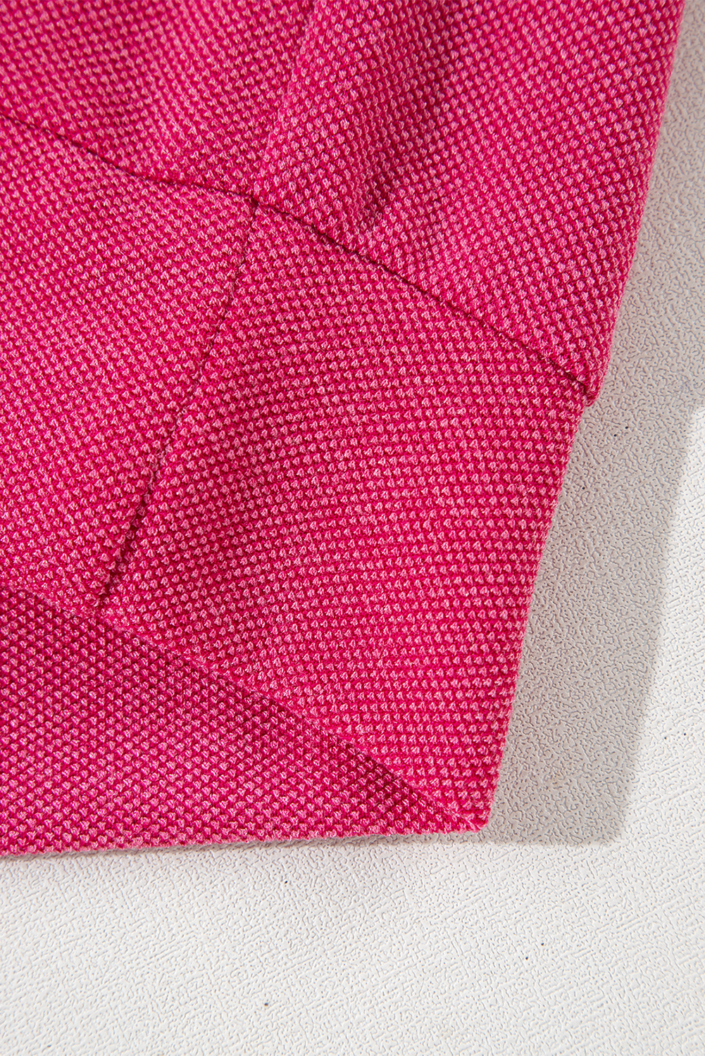 Rose Red Textured Long Sleeve V Neck Top - loveforevers