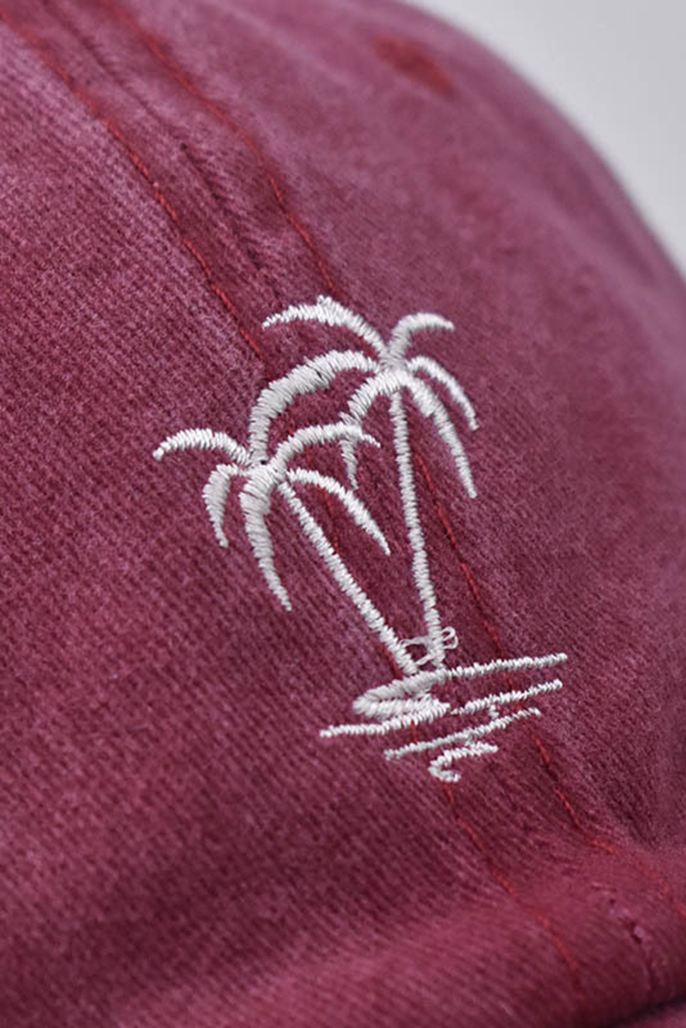 Wild Ginger  Coconut Tree Embroidered Mineral Wash Adjustable Baseball Cap - loveforevers