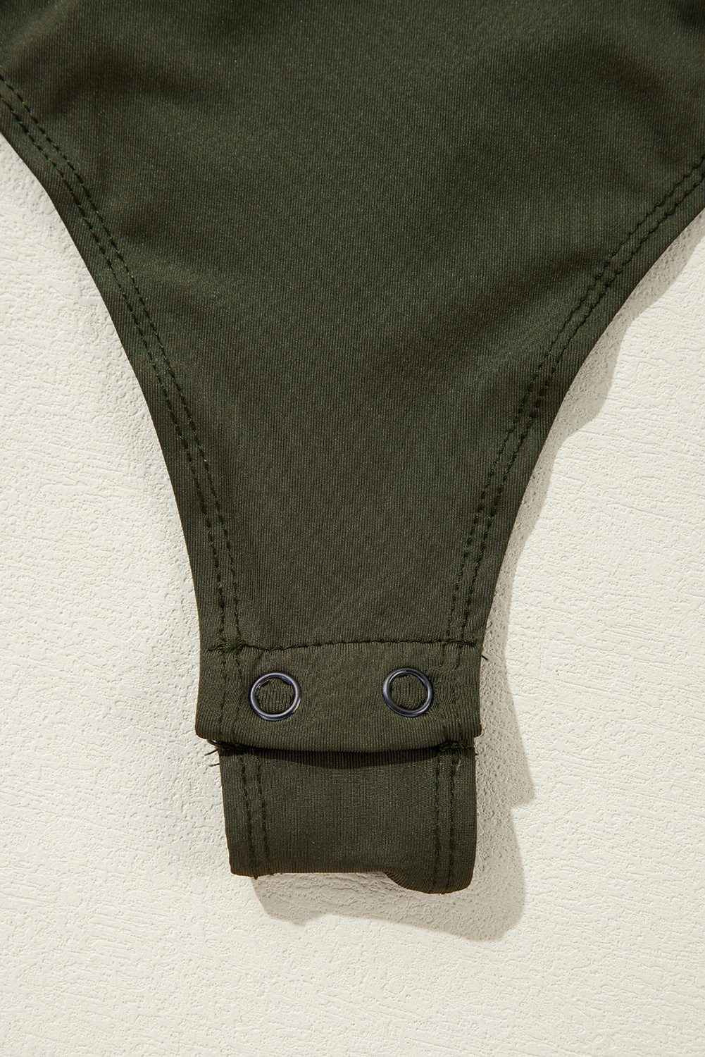 Moss Green Ruched Wrap V Neck Long Sleeve Bodysuit - loveforevers