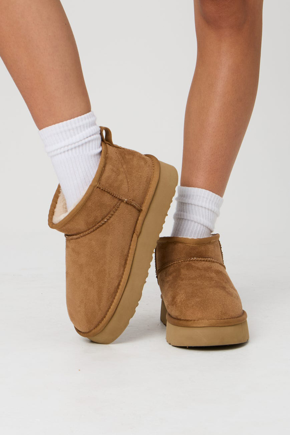 Chestnut Faux Fur Lined Suede Ankle Snow Boots - loveforevers
