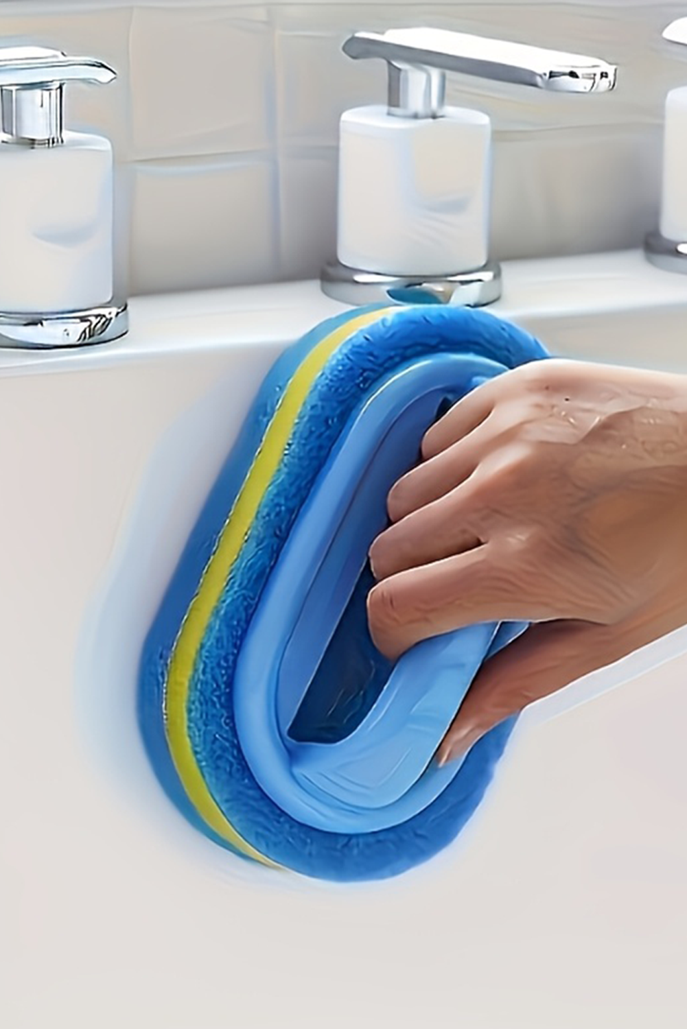 Sky Blue Multifunctional Sponge Clean Brush with Handle - loveforevers