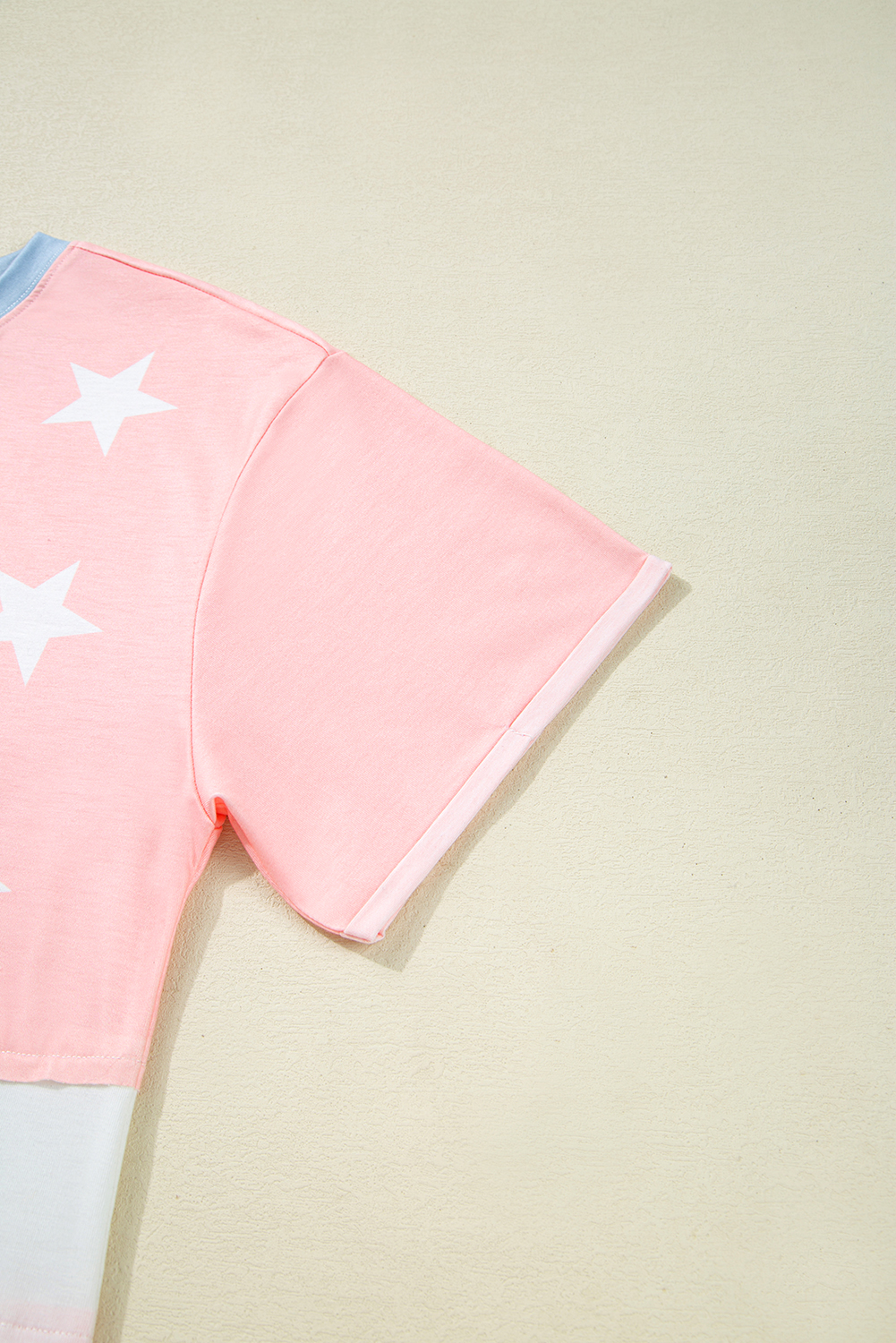 Pink Stars and Stripes Printed Crewneck Independence Day T Shirt - loveforevers