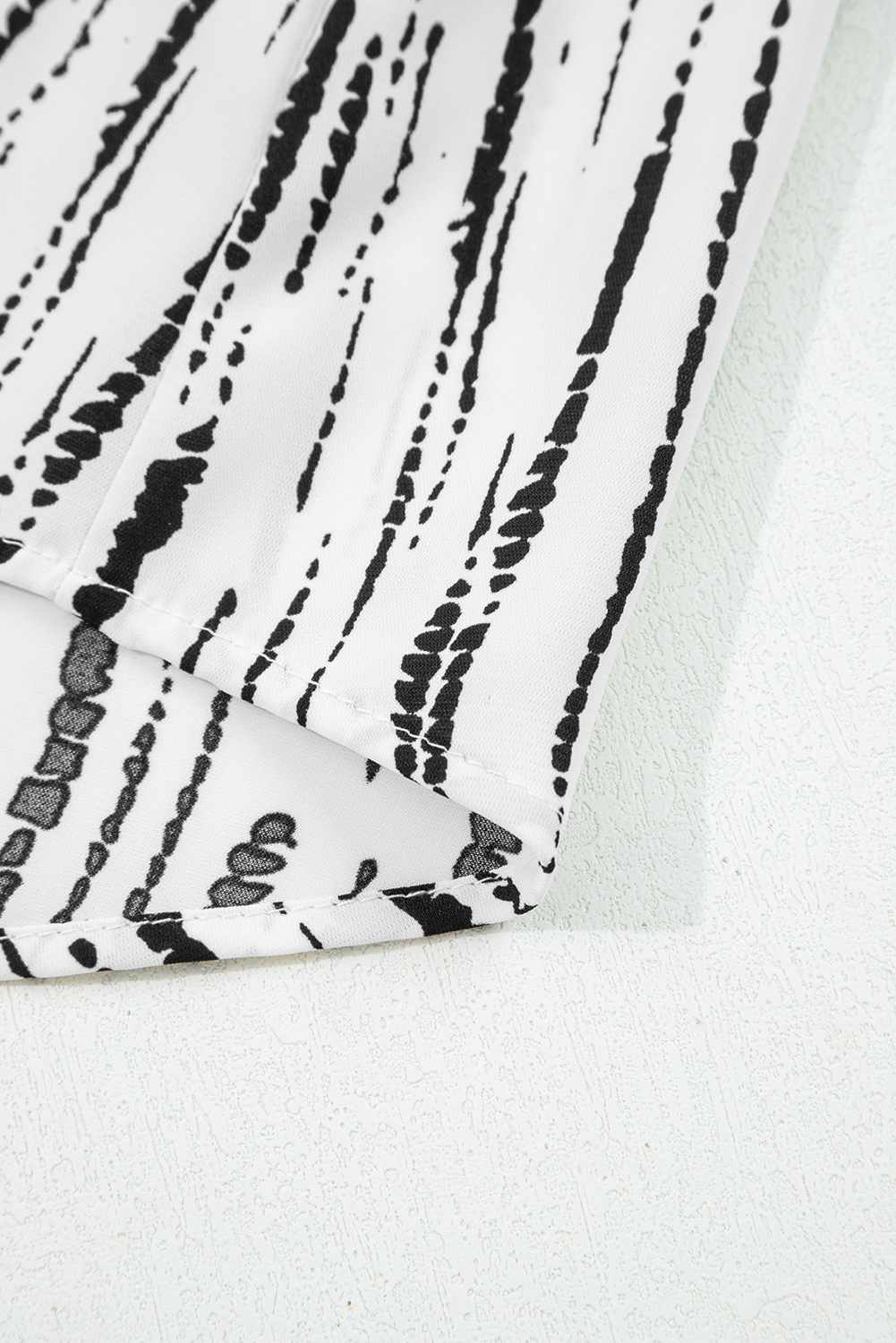 White Abstract Printed V Neck Fall Blouse - loveforevers