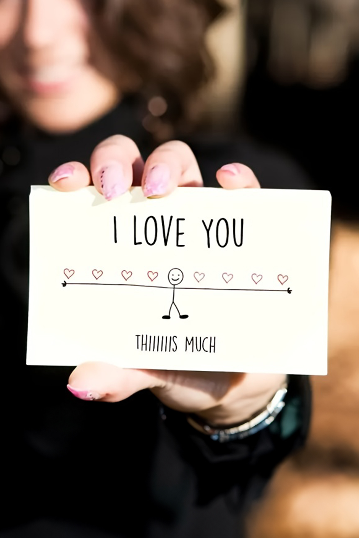 White I LOVE YOU THIIIIIS MUCH Greeting Card - loveforevers