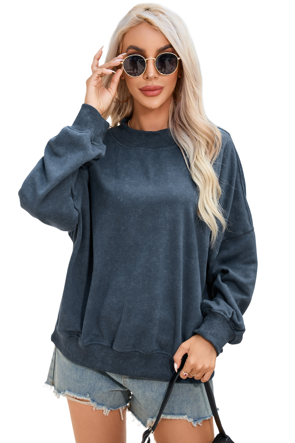 Brown Drop Shoulder Crew Neck Pullover Sweatshirt - loveforevers
