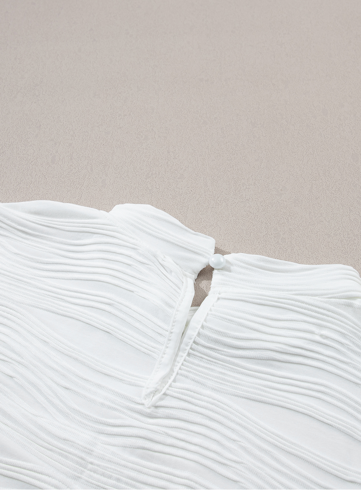 White Wavy Textured Mock Neck Cap Sleeve Top - loveforevers