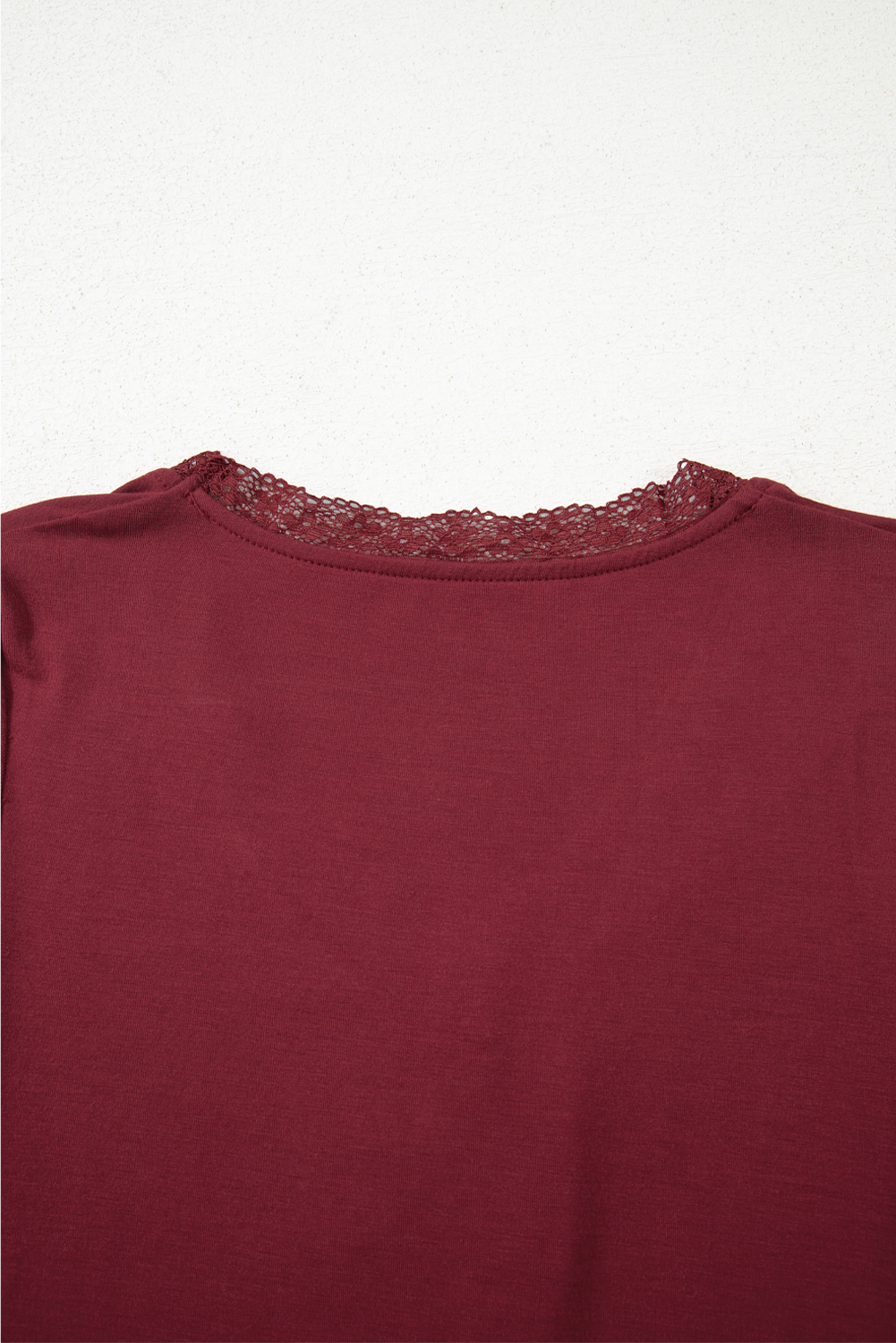 Red Dahlia Lace-trimmed Sweetheart Neckline Ruched Detail Long Sleeve T-shirt - loveforevers