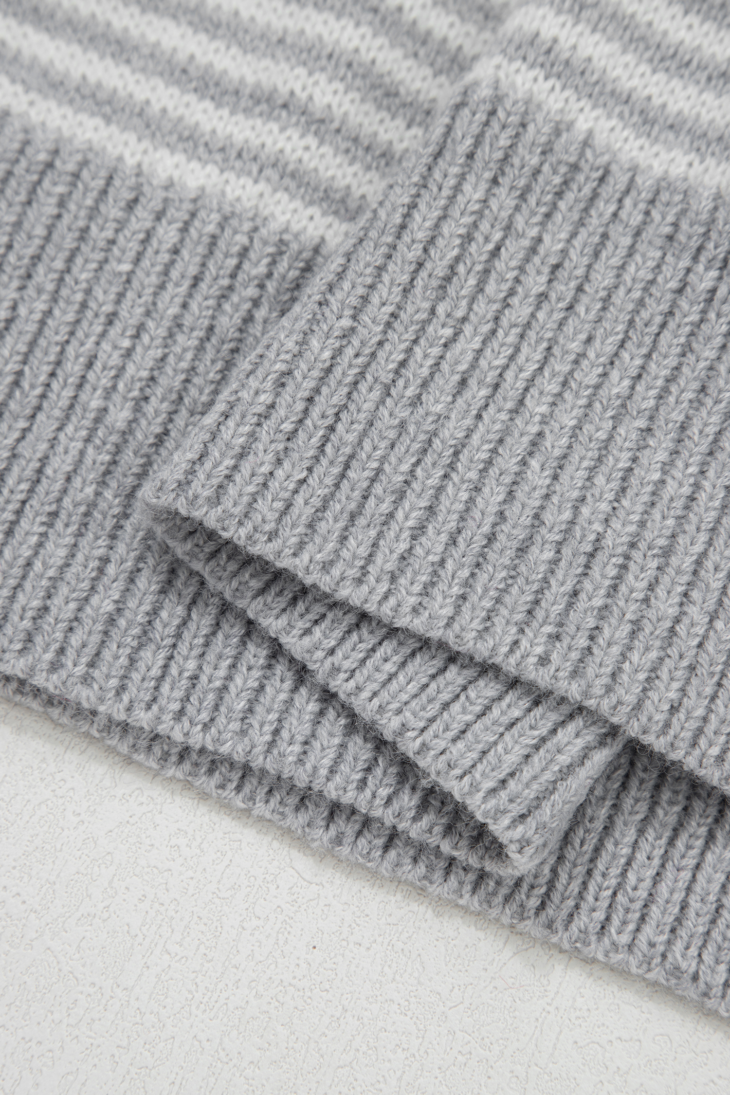Gray Stripe Contrast Heart Pattern Valentine Knit Sweater - loveforevers