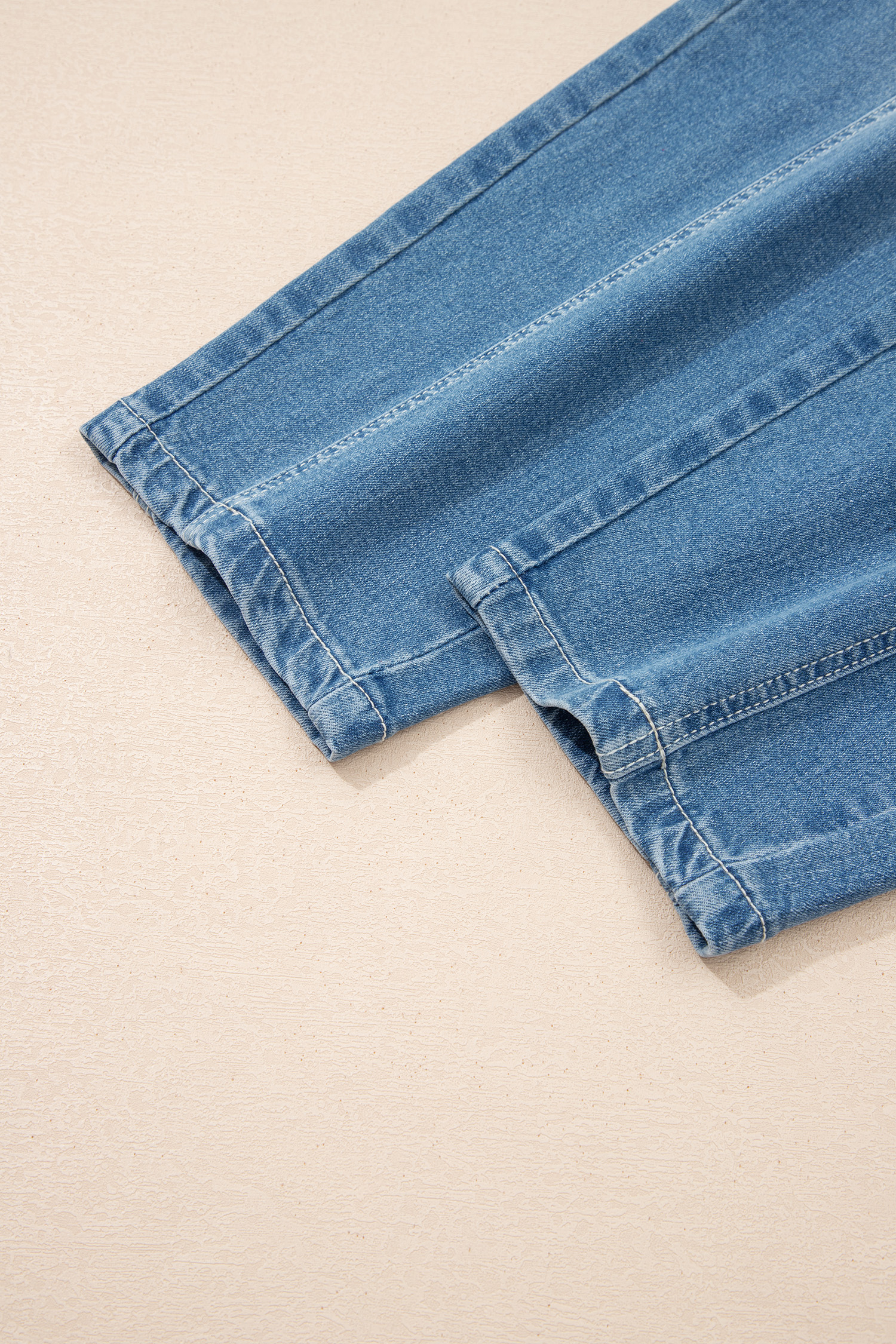 Sky Blue Medium Wash Cuffed Barrel Jeans - loveforevers