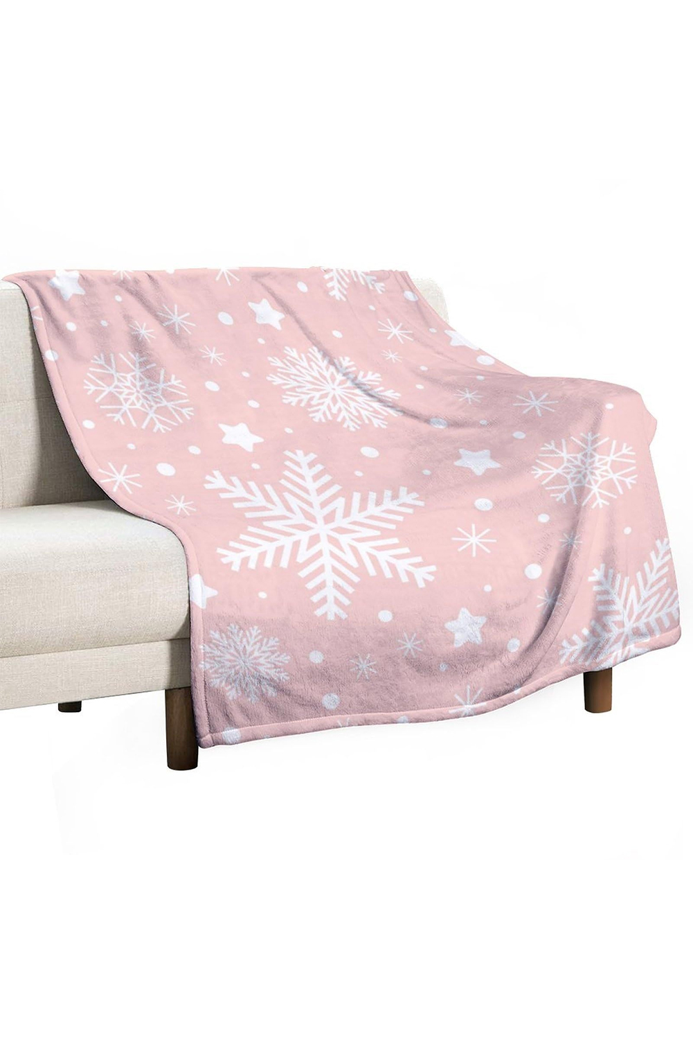 Pink Christmas Snowflake Print Cozy Plush Blanket - loveforevers