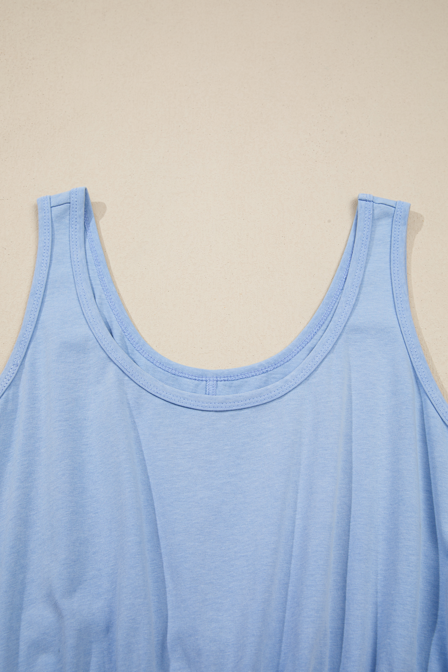 Sky Blue Mineral Wash Elastic Waist Tank Dress with Side Pockets - loveforevers