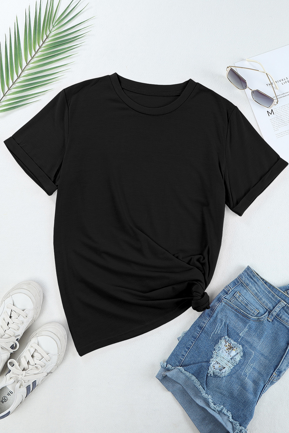 Khaki Casual Plain Crew Neck Tee - loveforevers