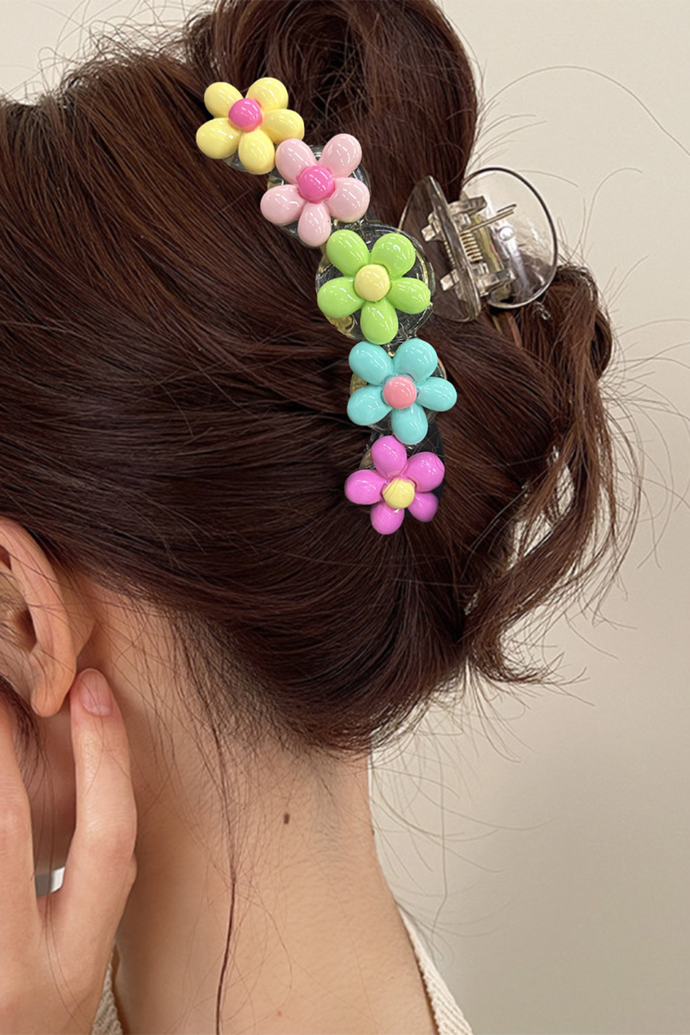 Pink Colorful Flower Shape Large Hair Clawclip - loveforevers