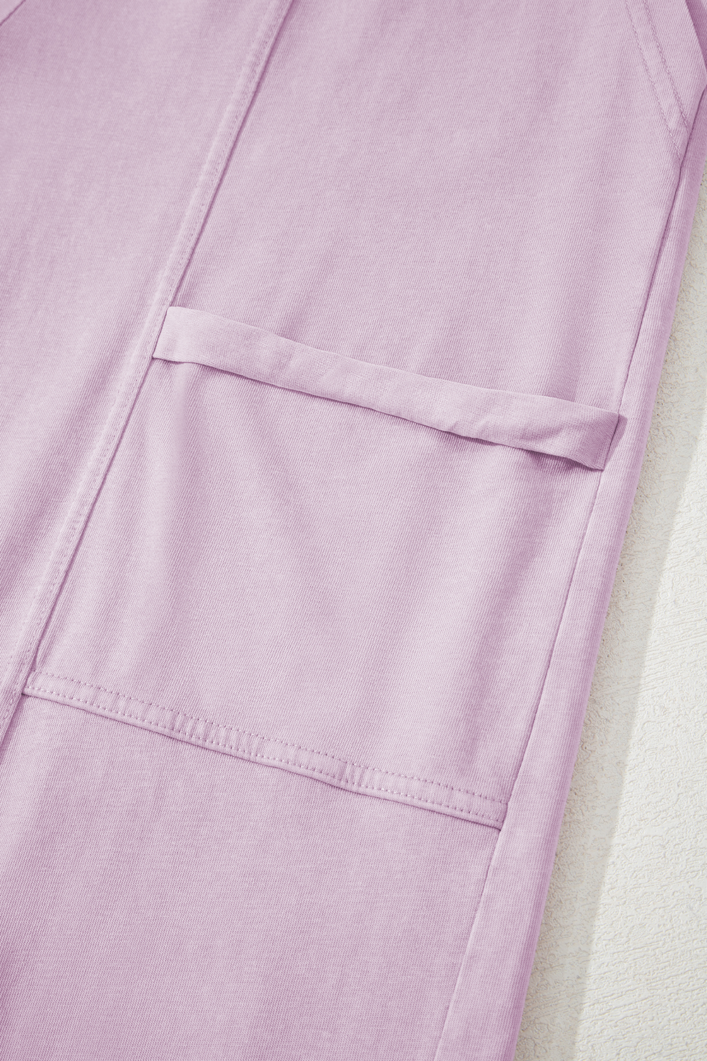 Pink Mineral Wash Exposed Seam Drawstring Elastic Waistband Wide Leg Cargo Pants - loveforevers