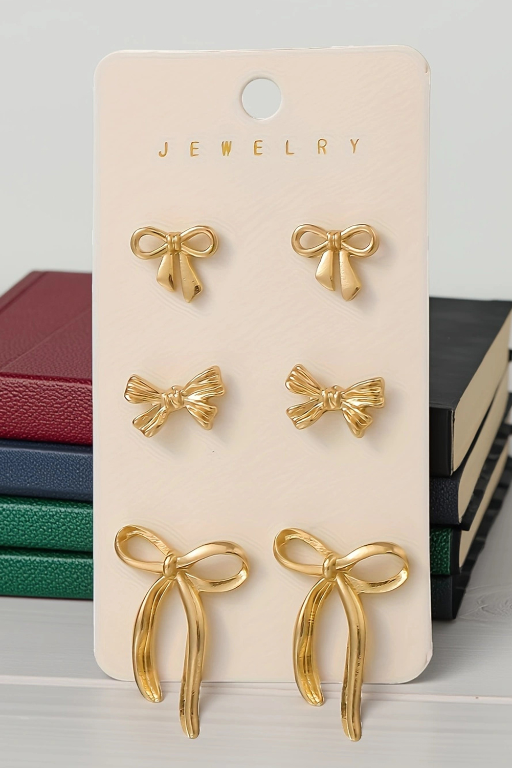 Gold Plated Stainless Alloy Bow Earring Set - loveforevers