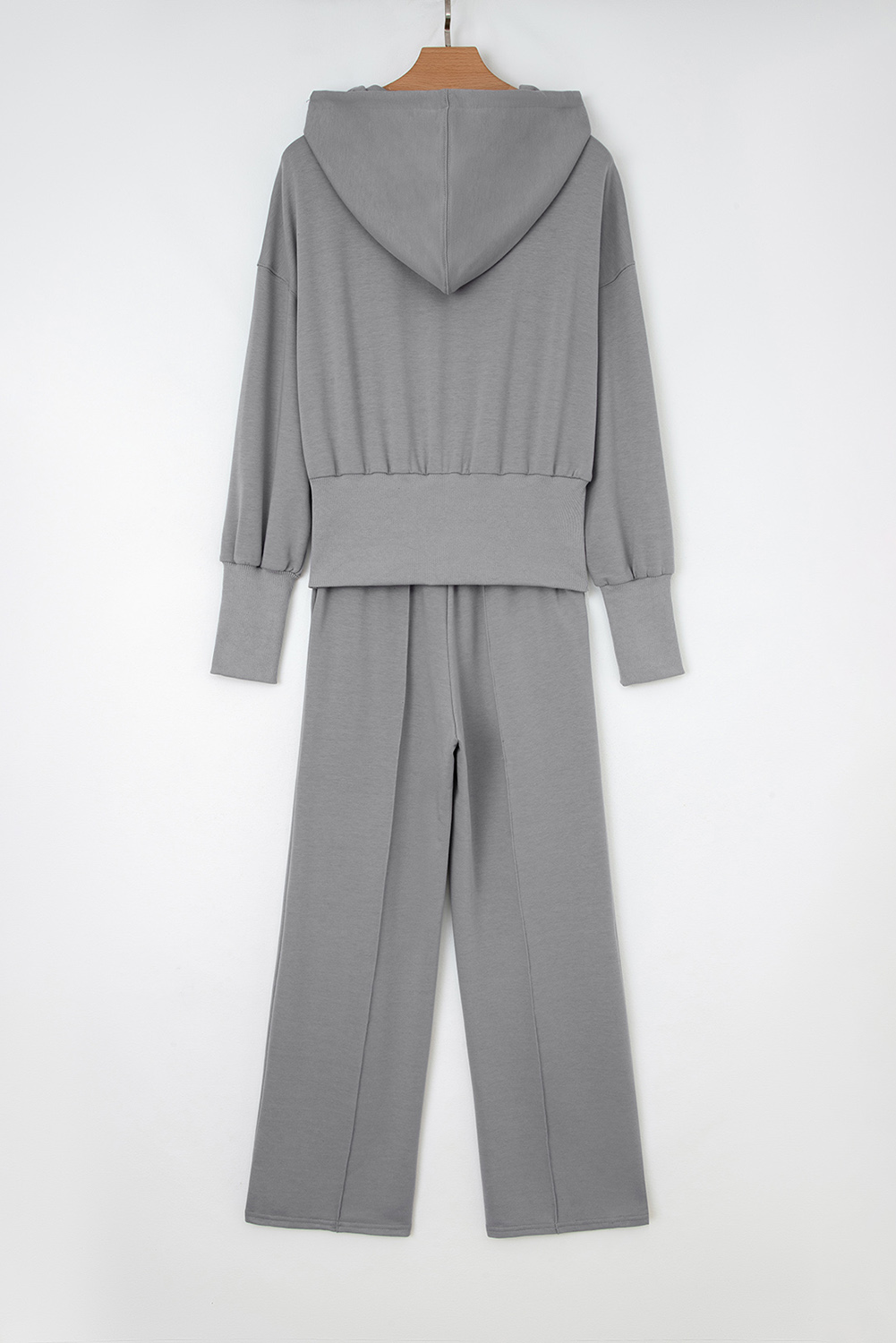 Gray Double Zipper Hooded Jacket and Sweatpants Active Set - loveforevers