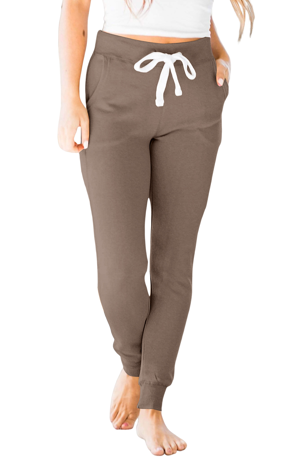 Black Drawstring Elastic Waistband Pocketed Joggers - loveforevers