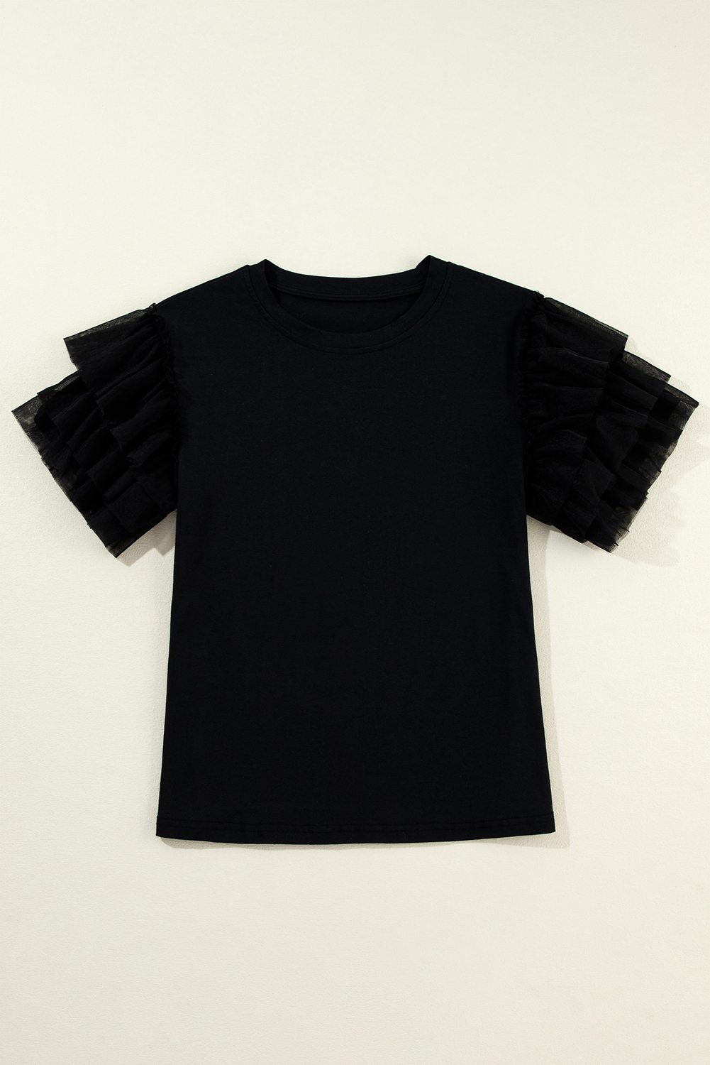 Dark Green Tulle Ruffle Sleeve Blouse - loveforevers