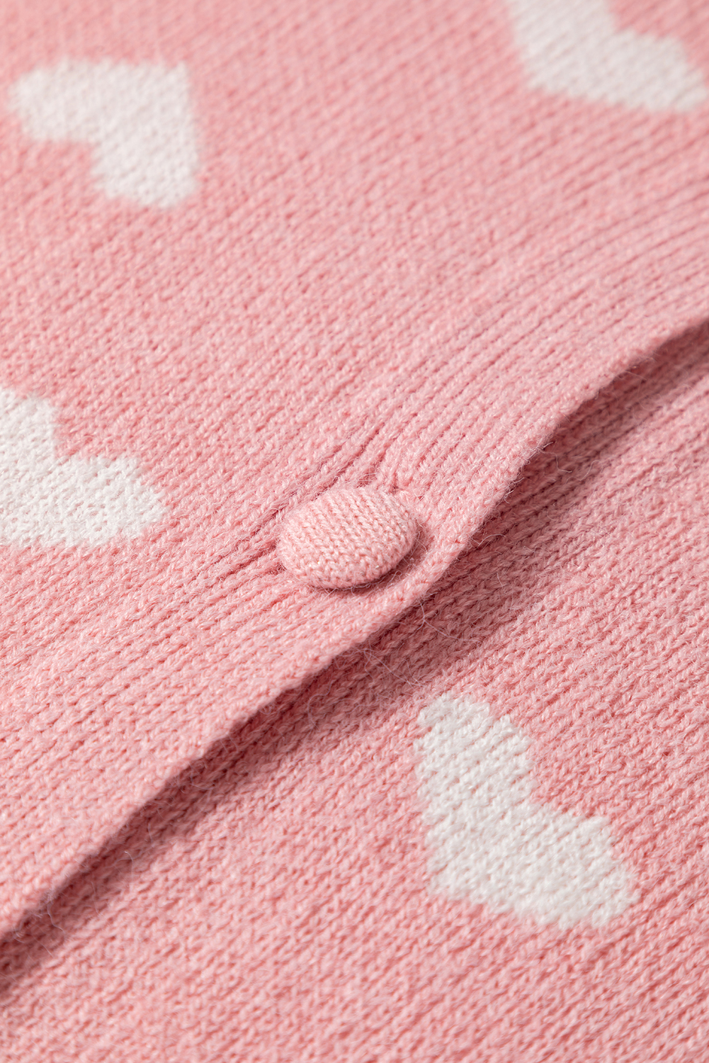 Light Pink Heart Pattern Button Front Cardigan Sweater - loveforevers