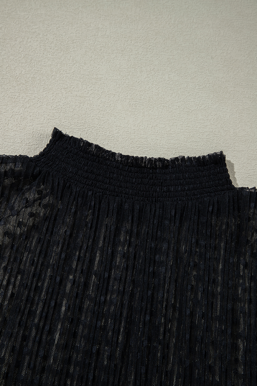 Black Dotty Lace Sheer Mock Neck Long Sleeve Blouse - loveforevers