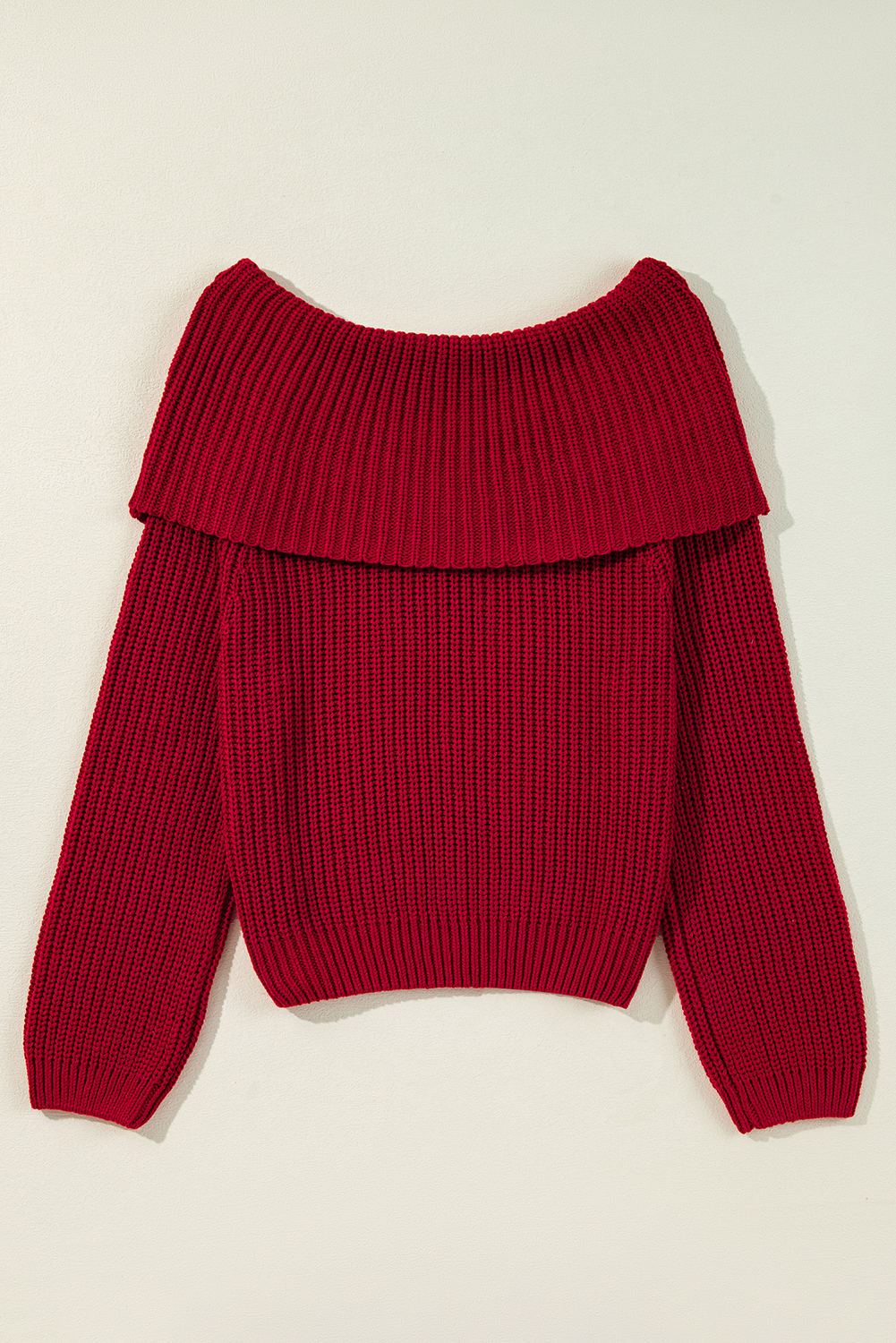 Racing Red Off-the-shoulder Knit Sweater - loveforevers