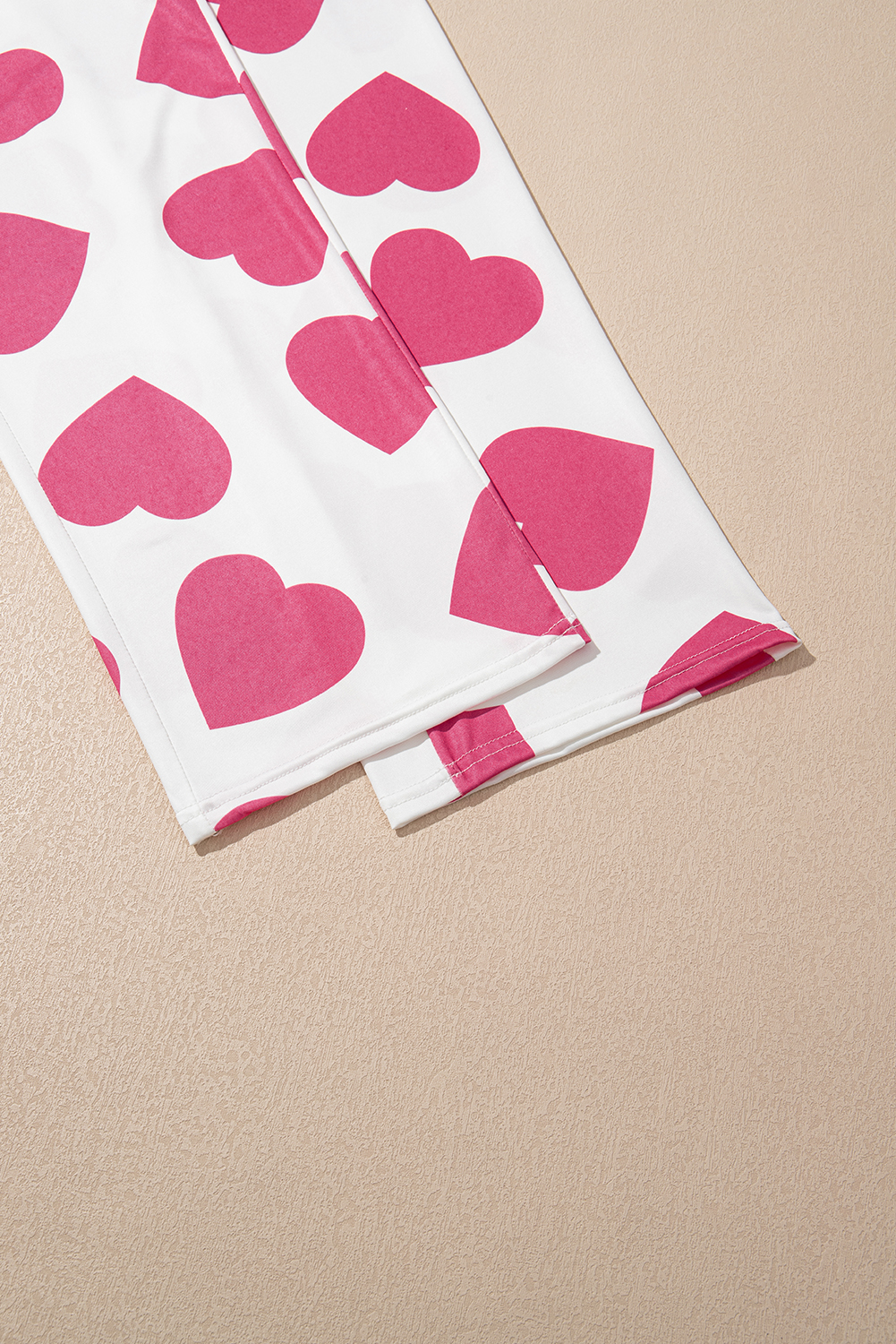 Pink Ruffled Tank Top And Heart Print Pants Lounge Set - loveforevers