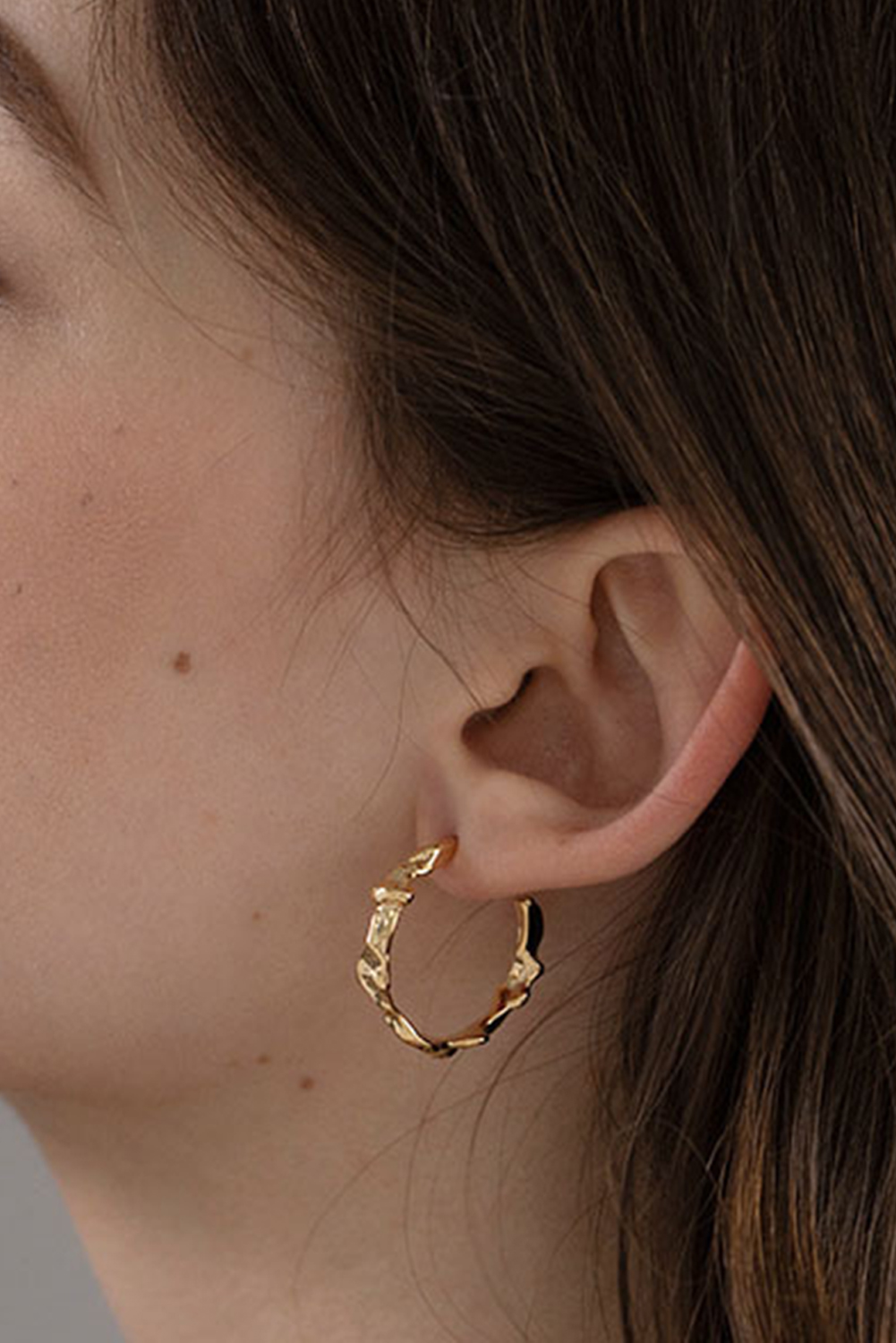Gold Wrinkled Plated Alloy Hoop Earrings - loveforevers