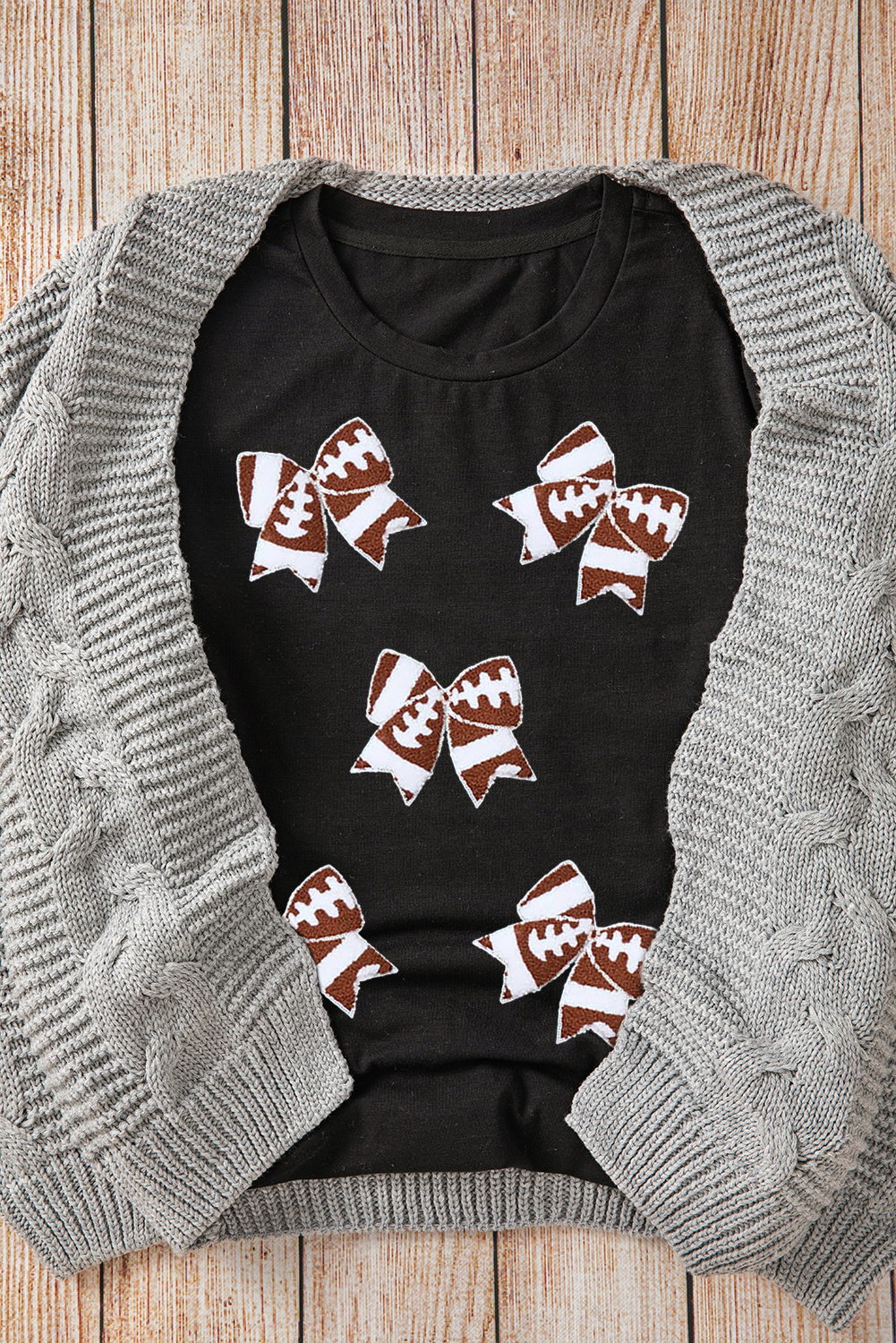 Black Rugby Football Bowknot Pattern Game Day T Shirt - loveforevers