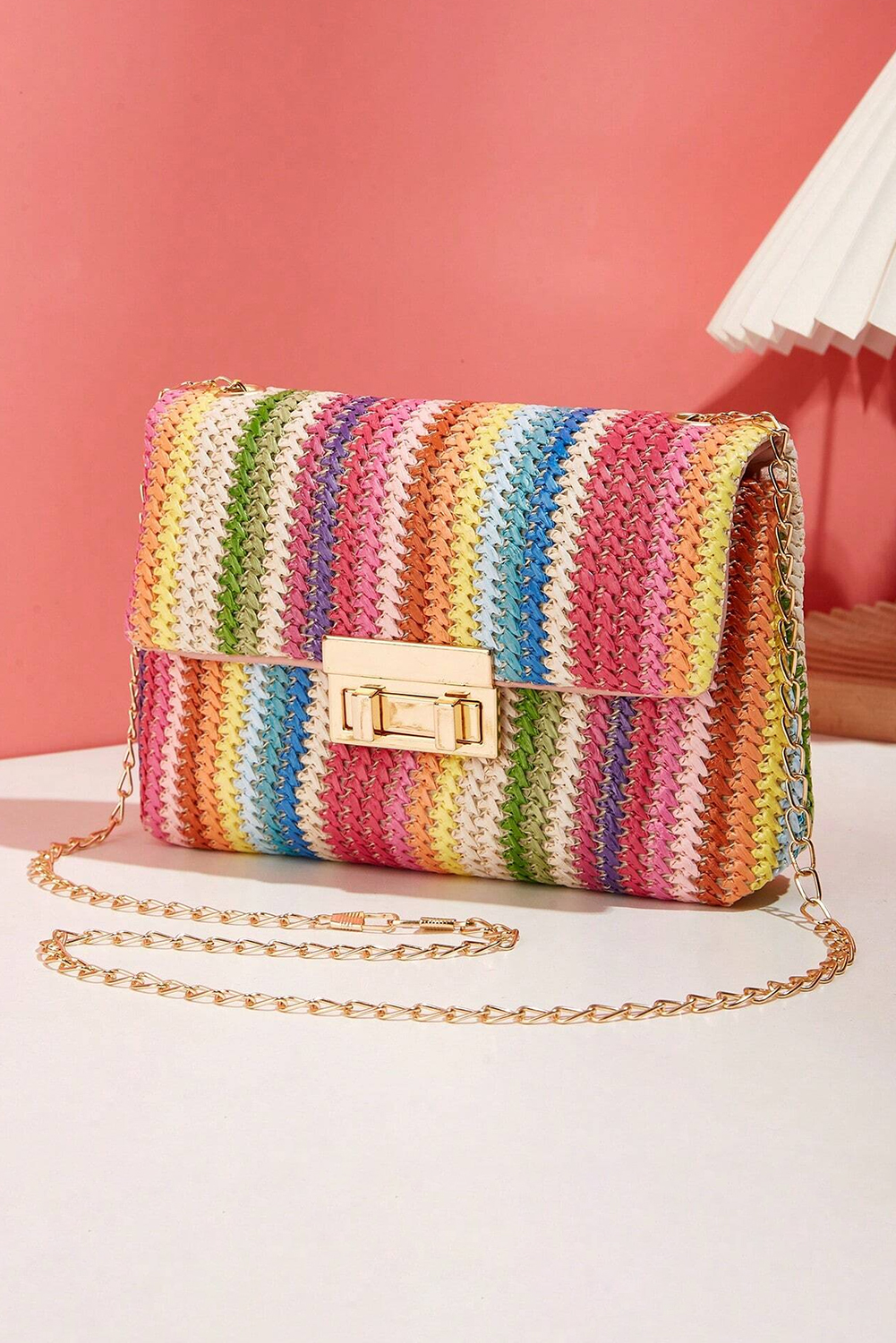 Iceland Blue Striped Crochet Flapped Single Shoulder Bag - loveforevers