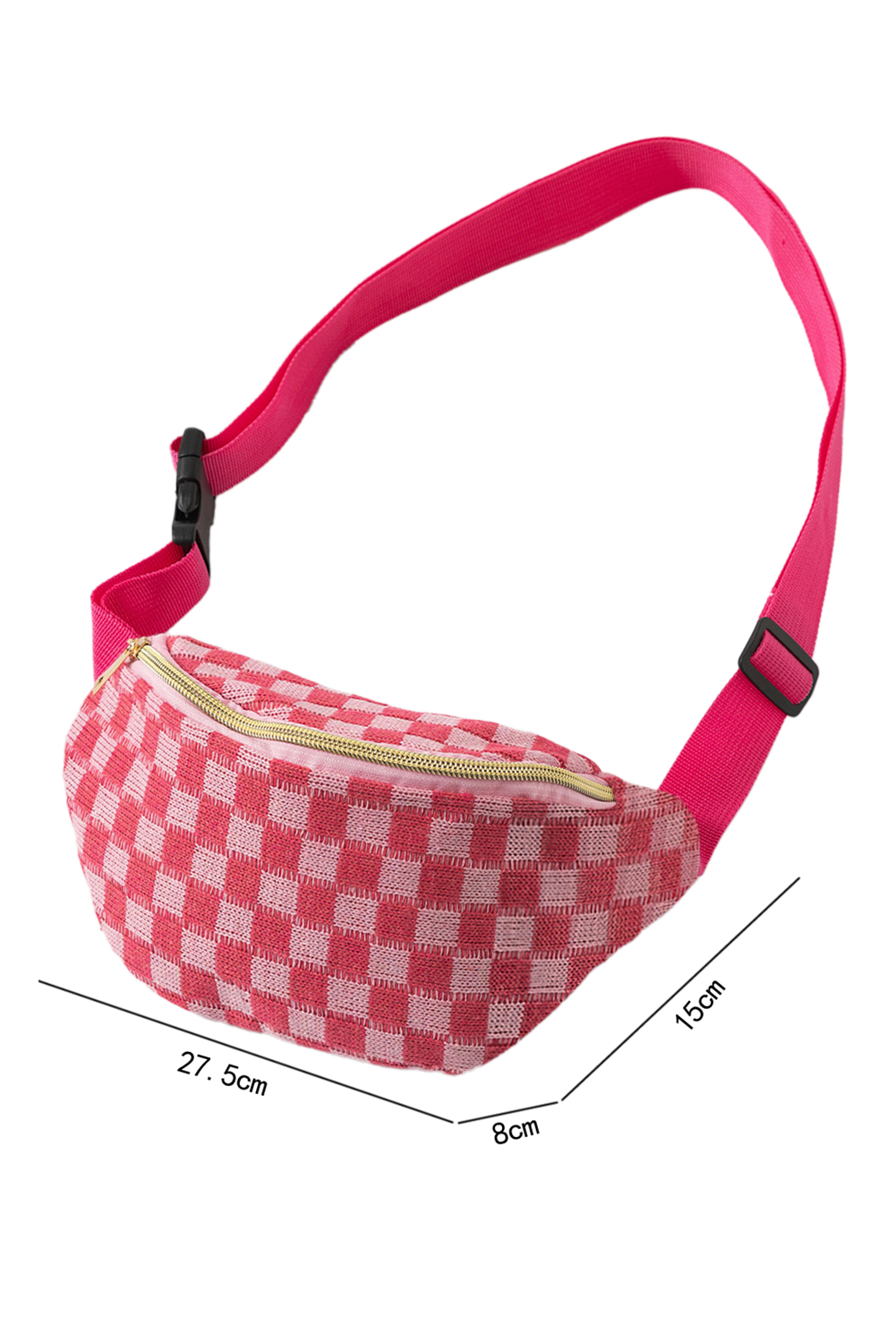 Rose Red Checkered Pattern Crossbody Sling Bag - loveforevers